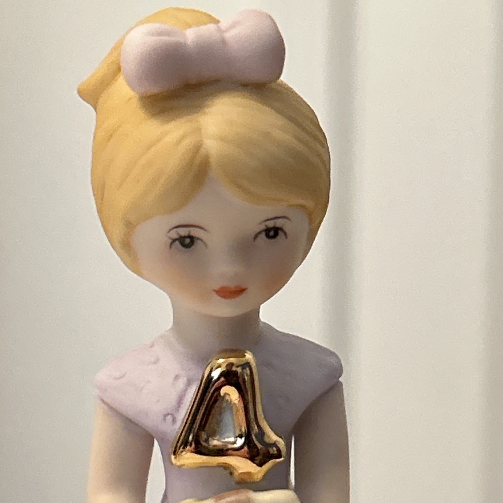 ENESCO 1981 Growing Up Baby Girl Age 4 Porcelain Figurine Blonde Hair