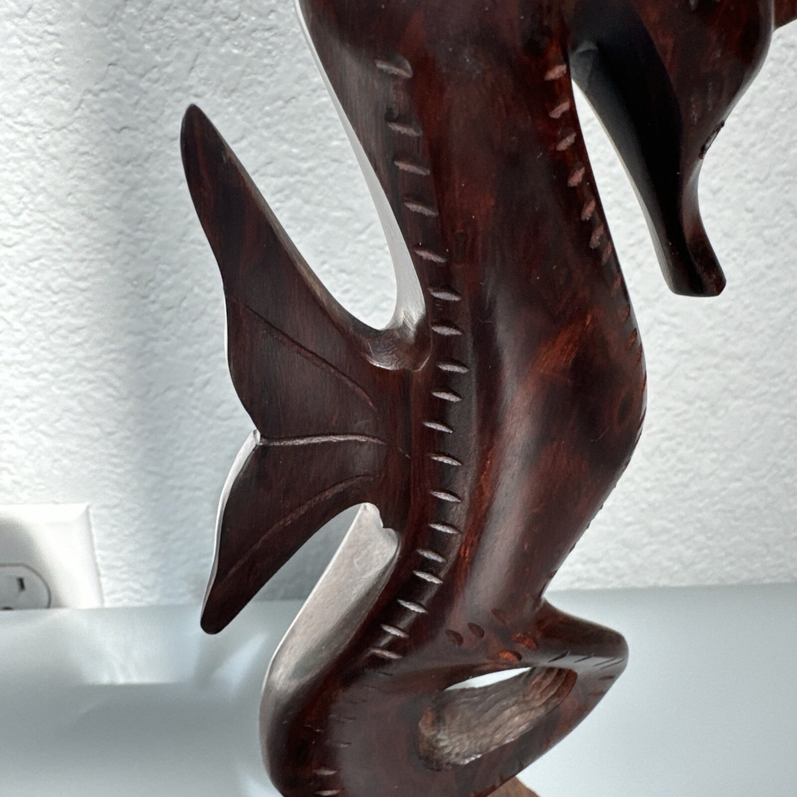 Iron Wood 9 1/2” Seahorse Hand Carved Sculpture Vintage Figurine Ocean Deco