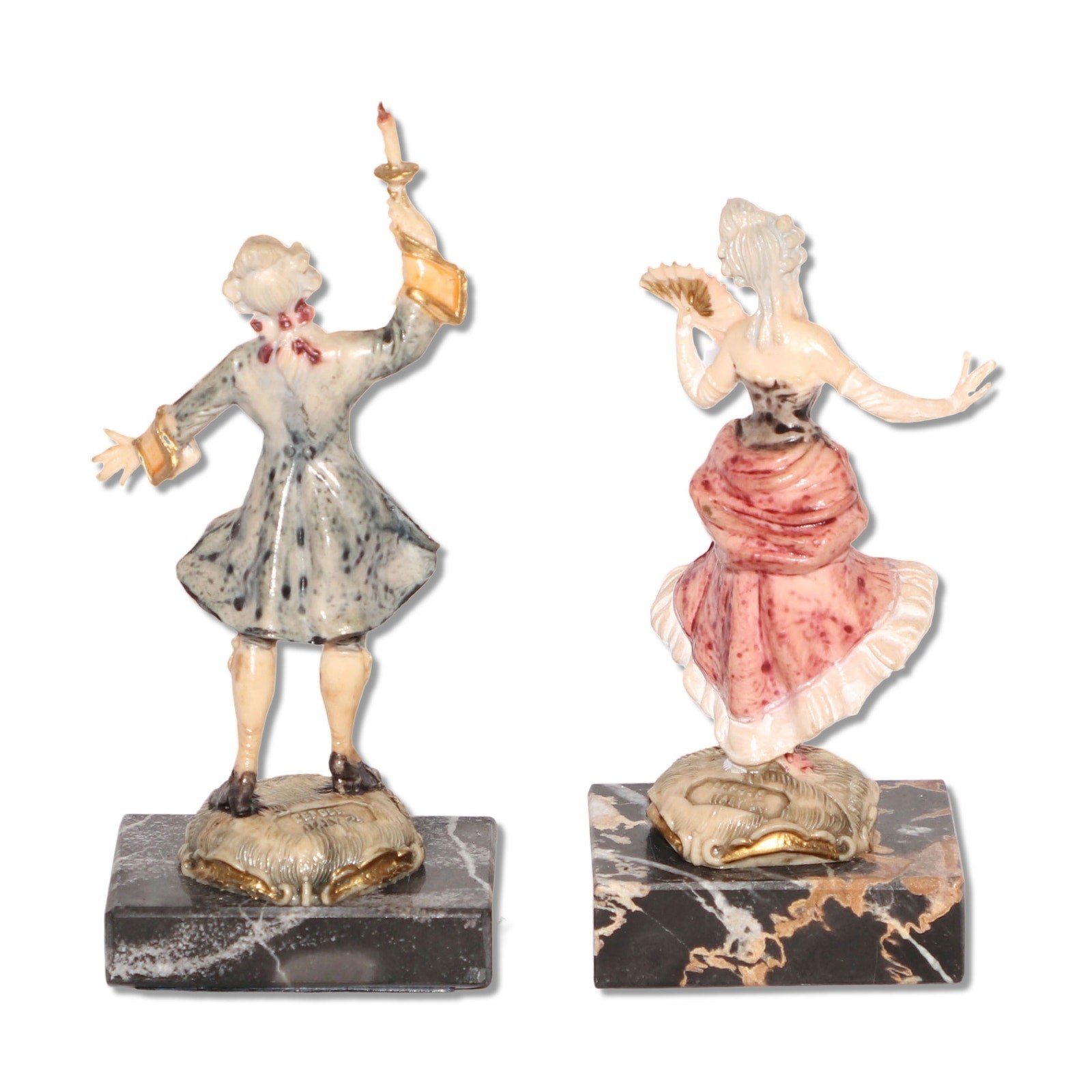 Fontanini Simonelli Victorian Couple Figurines Resin Marble Base Italy Vintage