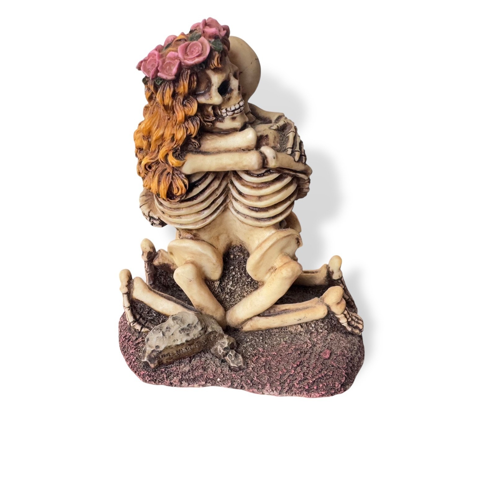 Love Never Dies Skeleton Couple Statue Gothic Romantic Decor Cake Topper Wedding