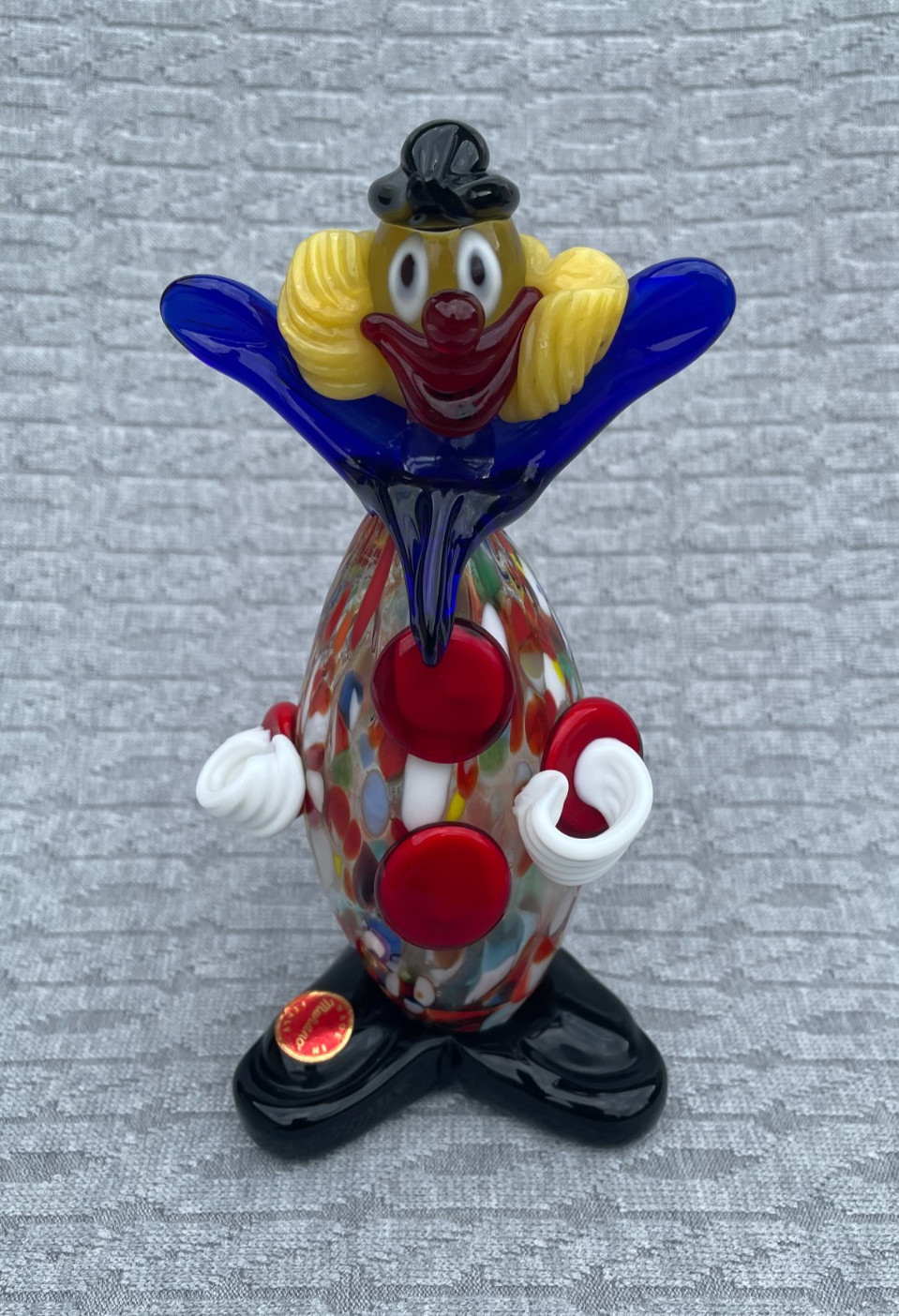 Vintage Italian Murano Glass Clown Figurine Oval Body