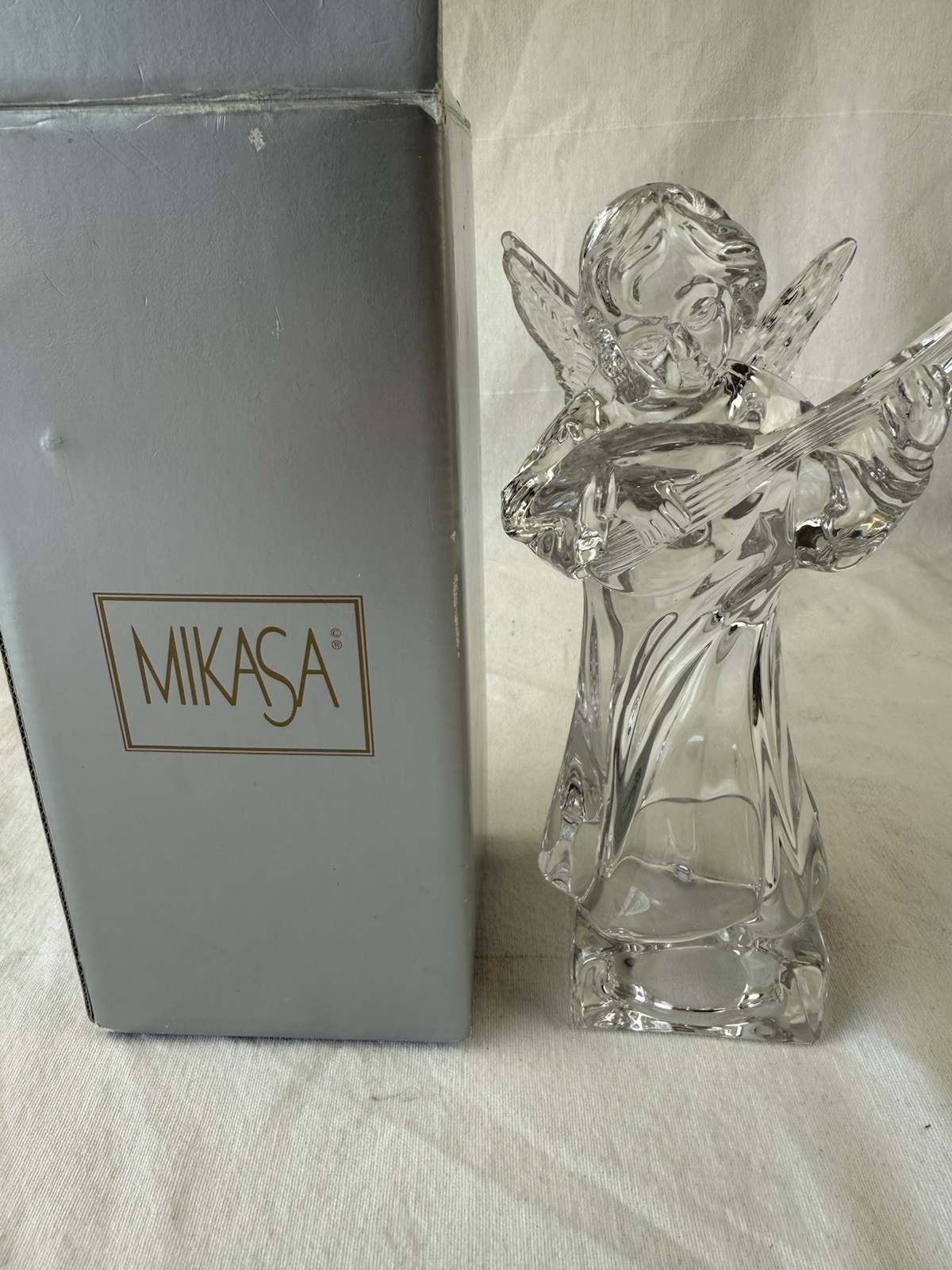 Mikasa Full Lead Crystal Herald Collection Angel Playing Mandolin Germany boxed