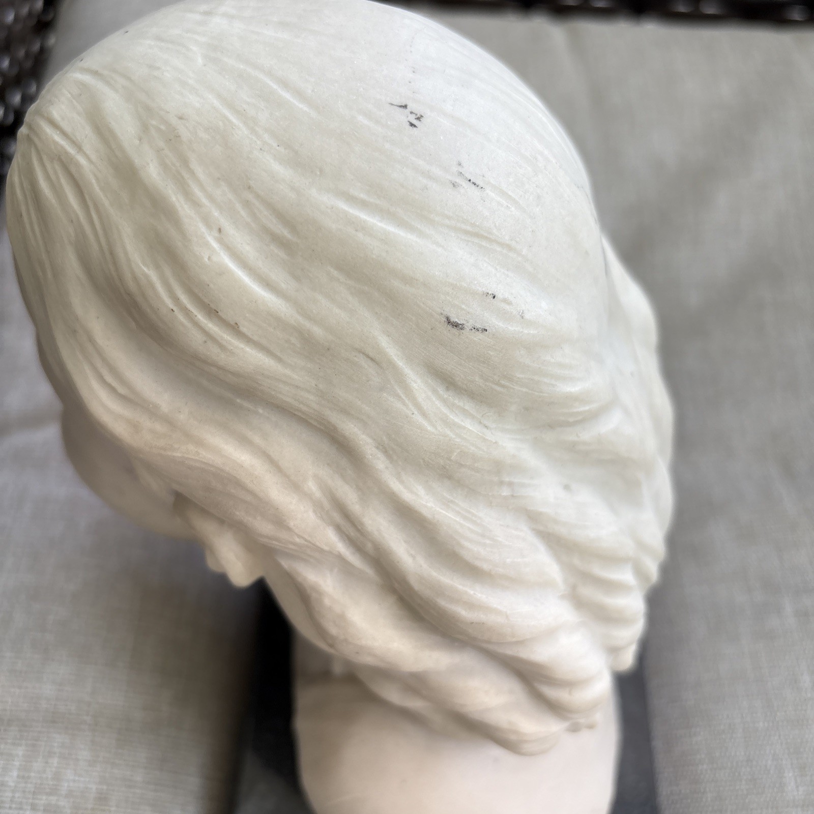 Salvatore Melani Faux Marble Statue Young Girl Innocence Art Italy Sculpture Vtg