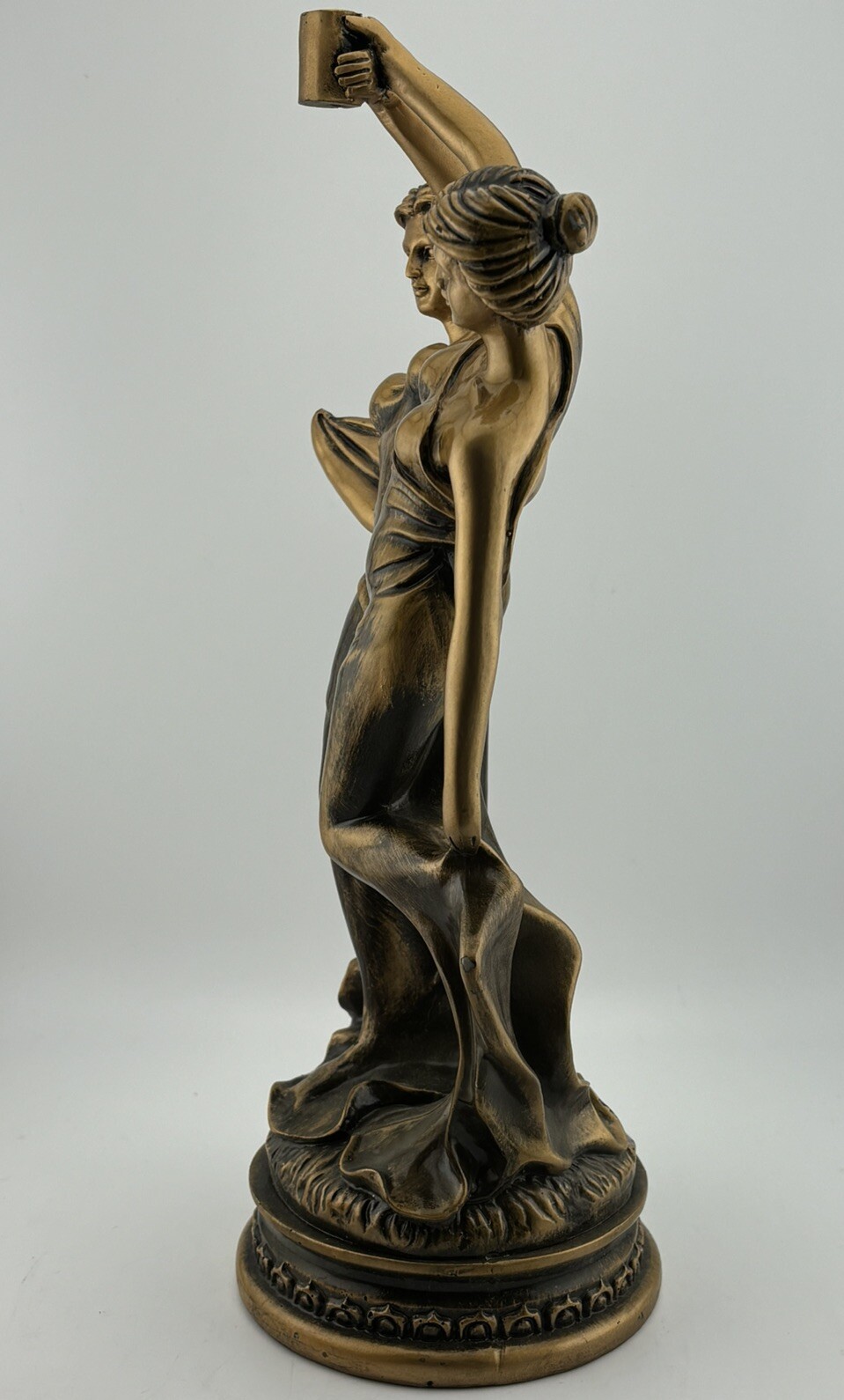 Art Nouveau Style Gold Gilt Resin Female Nymph Goddess Vintage Statue