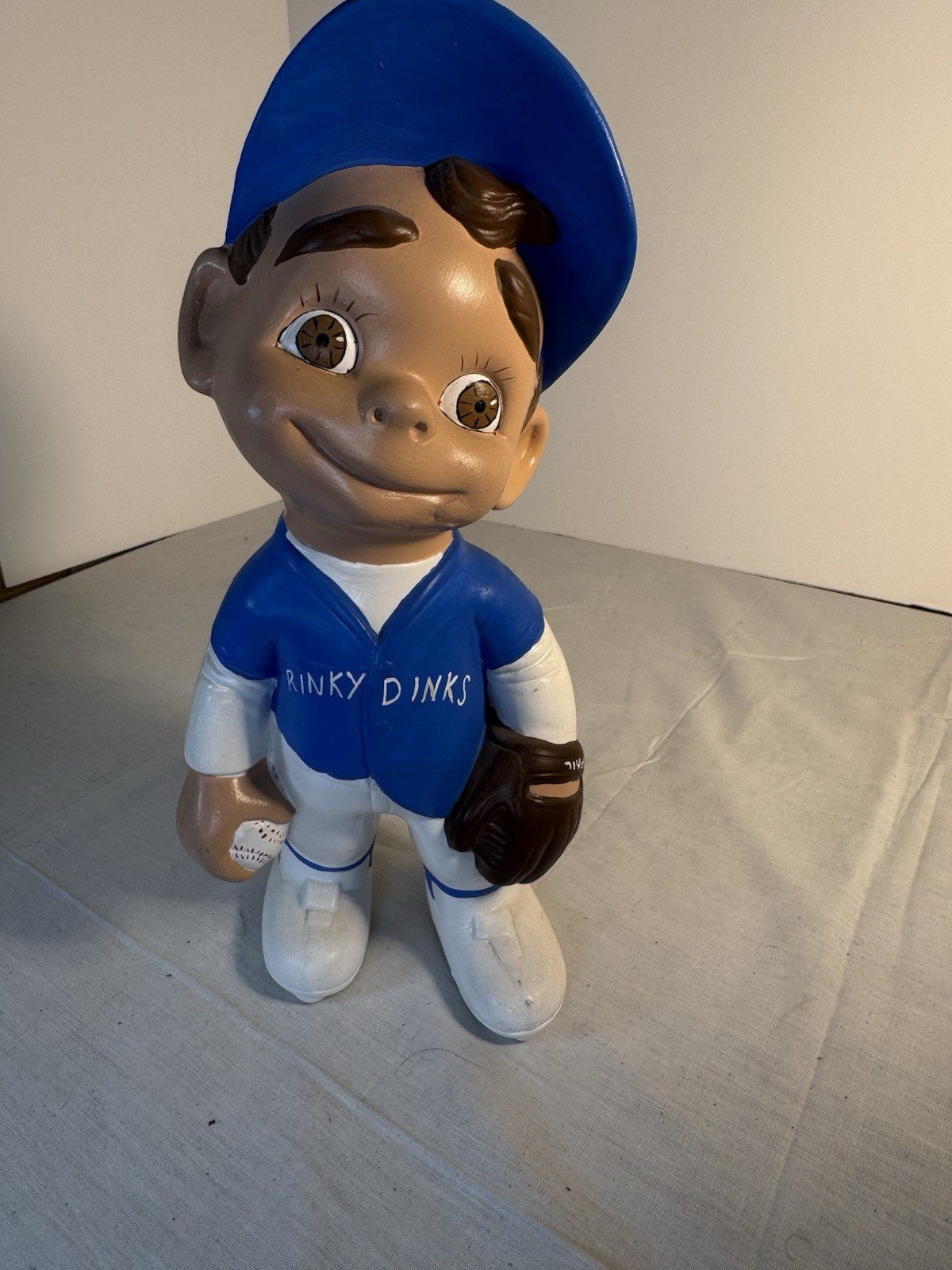 Vintage “Smiley” Baseball Boy – PETS Team – Blue Uniform – Large Figurine