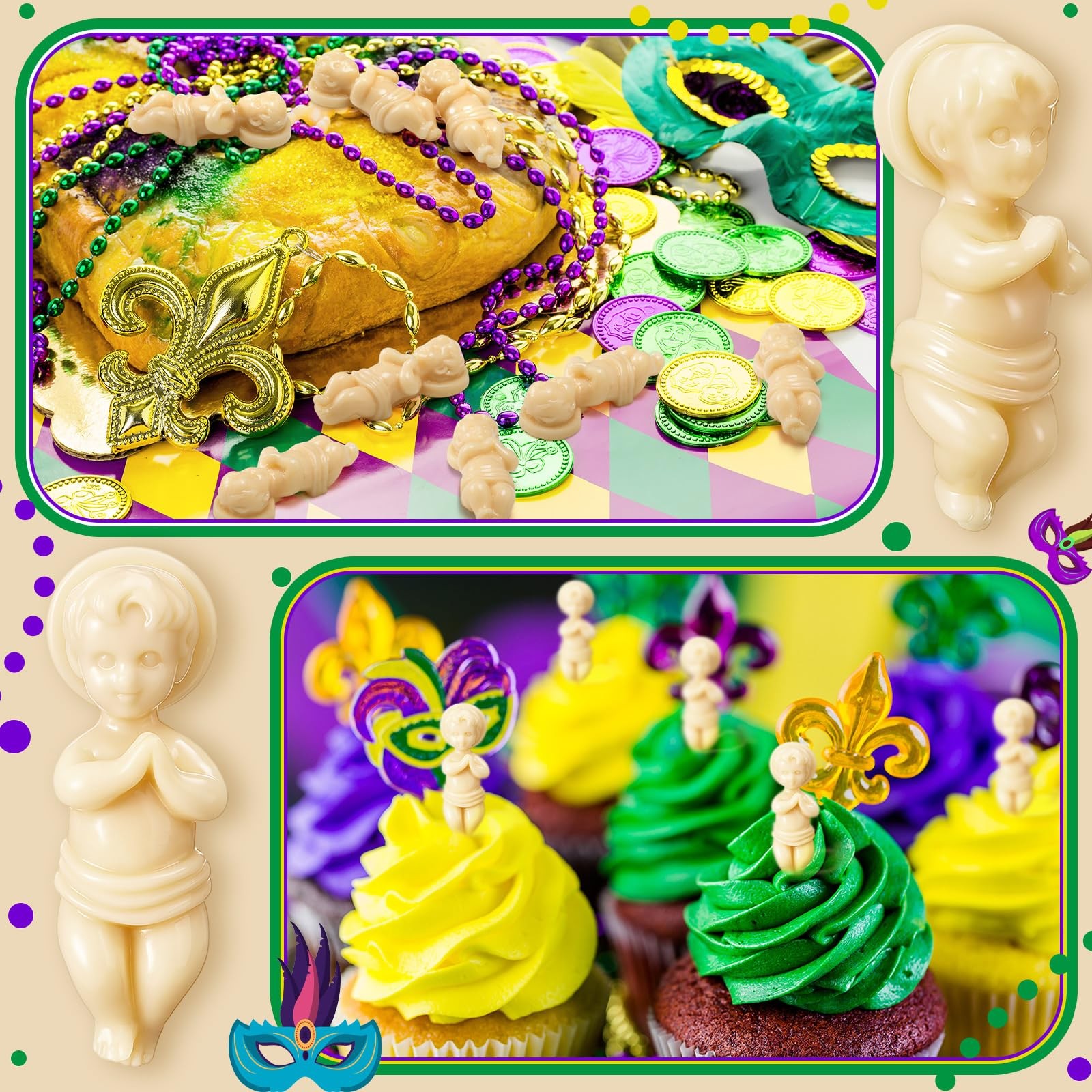 100 Pcs King Cake Mini Jesus Figure 1.2 Inch Easter Resin Jesus Figure Christ…