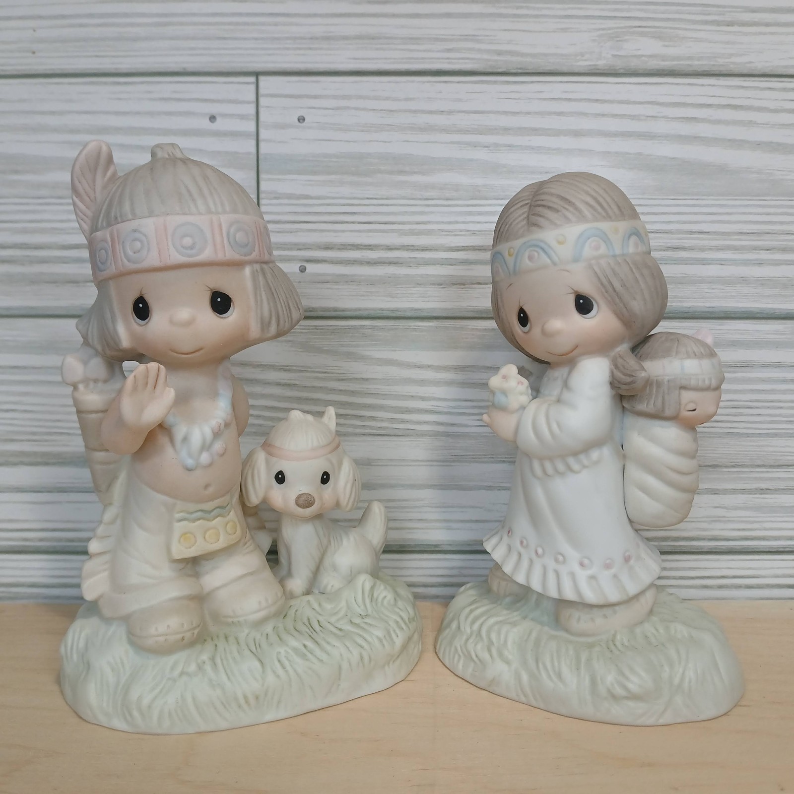 Vintage 1977 Precious Moments Figurines His Burden Is Light / How I Love Jesus