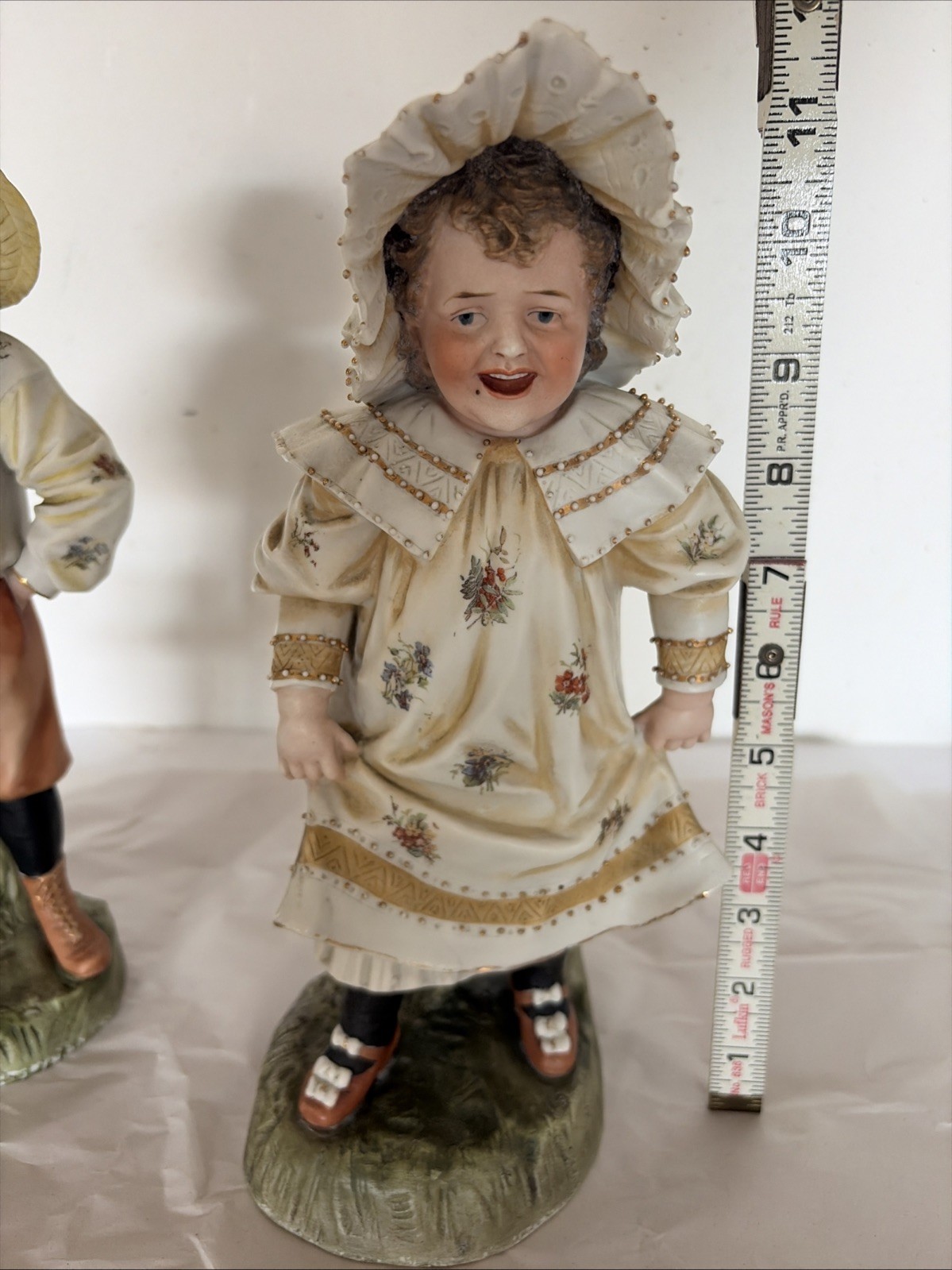 A Pair Of Antique Bisque Figurines Children Framers Late 19th Century