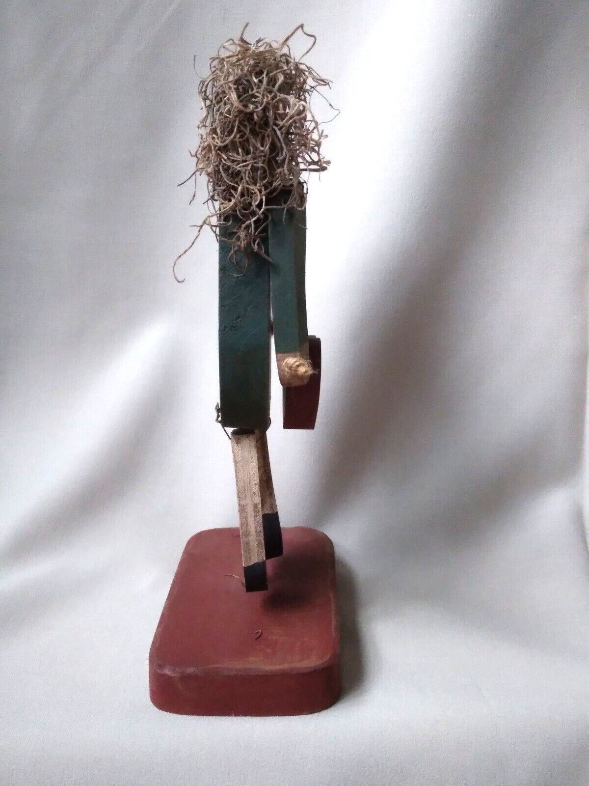 Rustic 9.5″ Craft Art Country Wooden Figurine Movable Girl w Heart