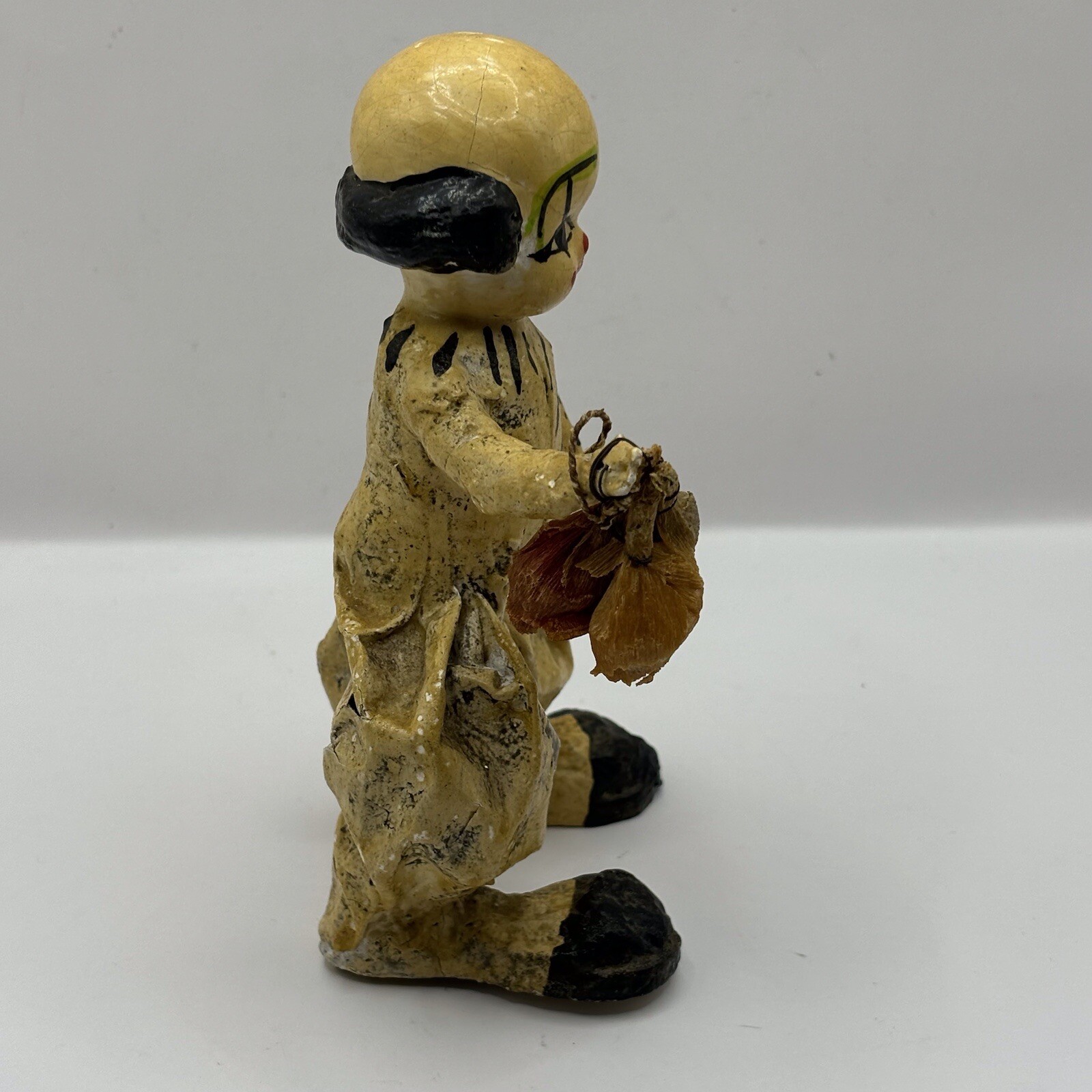 Unique Vintage Kitschy Creepy Circus Paper Mache Clown Folk art Hand Painted