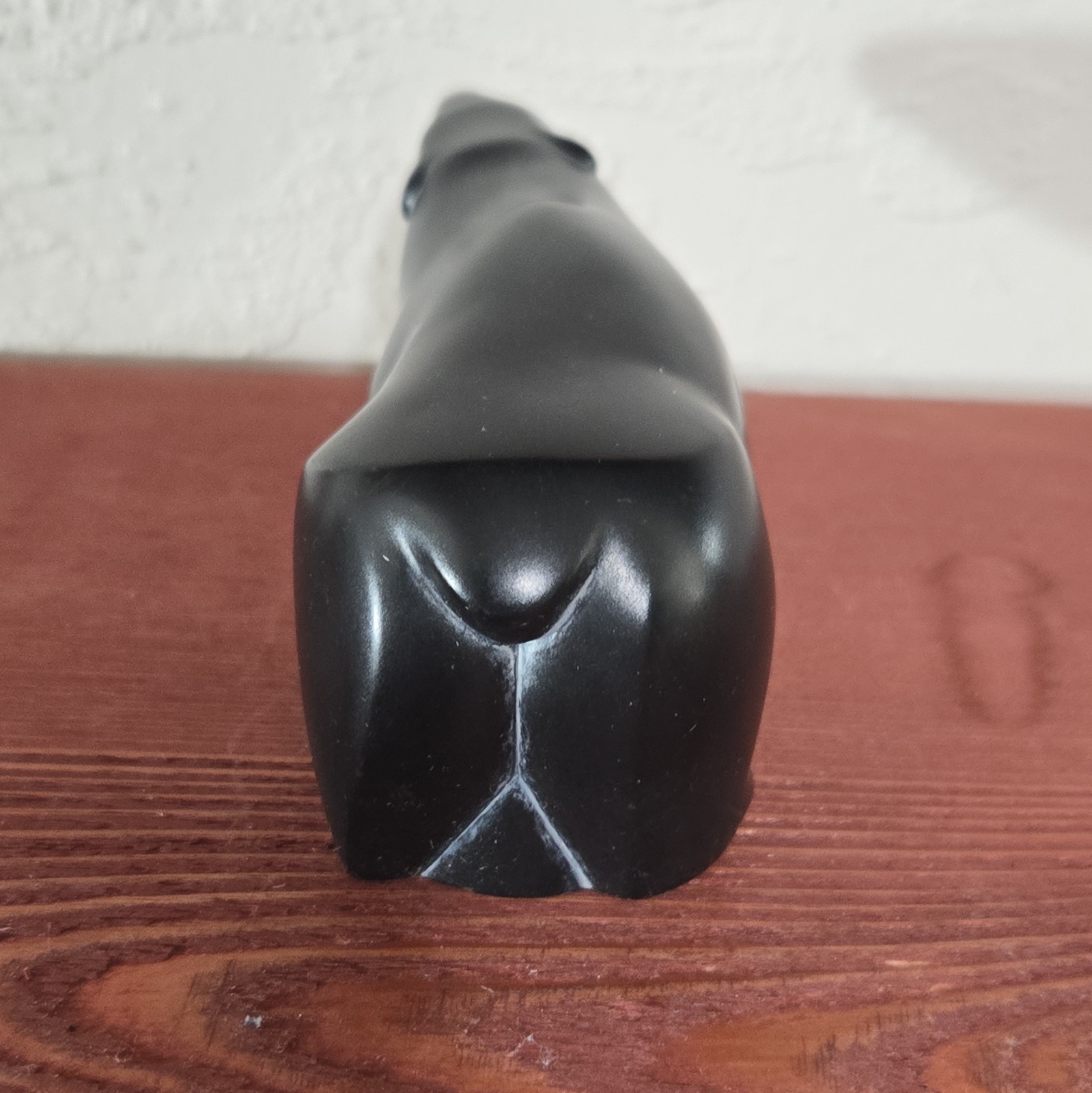 BOMA Black Stone Bear Figurine Smooth Finish Solid Pattern Signed Unboxed