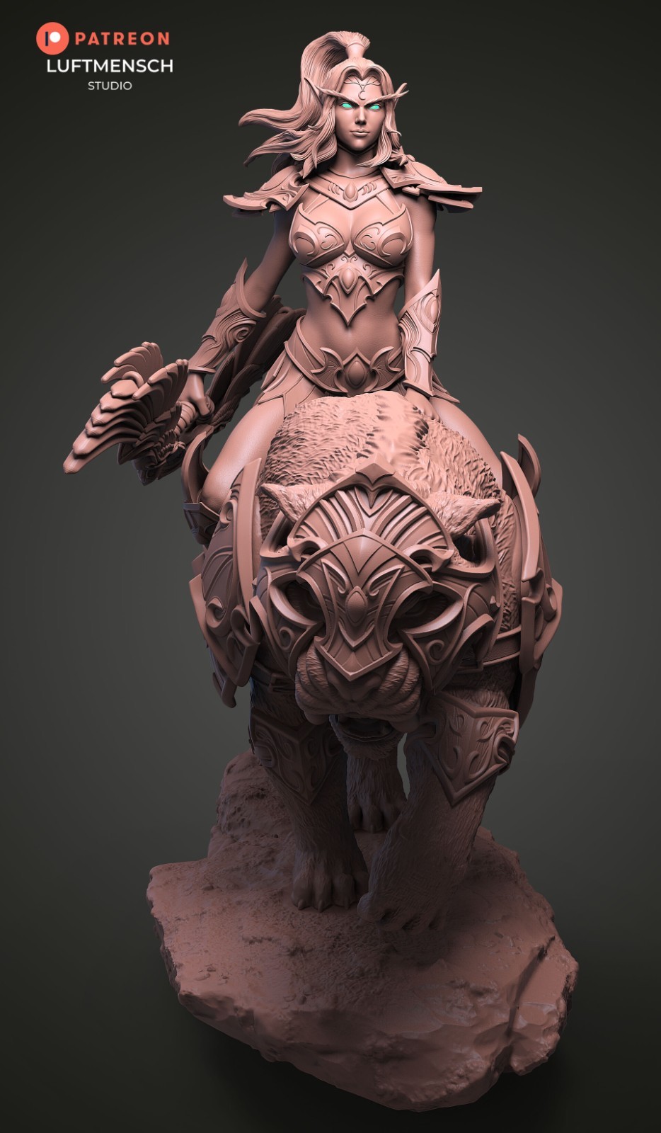 Tyrande & Ashalah | Night Elf Huntress | UNPAINTED 1/6 Scale Resin Kit