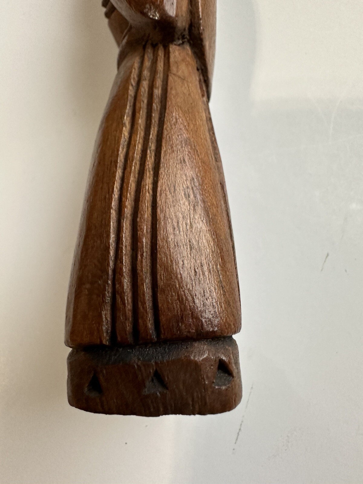 Religious Statue Hand Carved Signed JA Wood Woman Beautiful Hair Folk Art OOAK