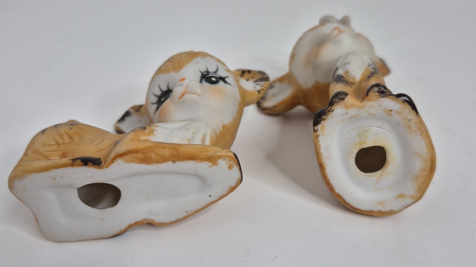 Vintage Big Eyed Deer Fawns Pair With Laying and Sitting