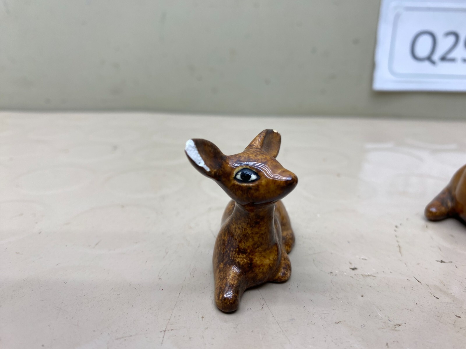 Vintage Miniature Mother Deer and Fawn Ceramic Figurines