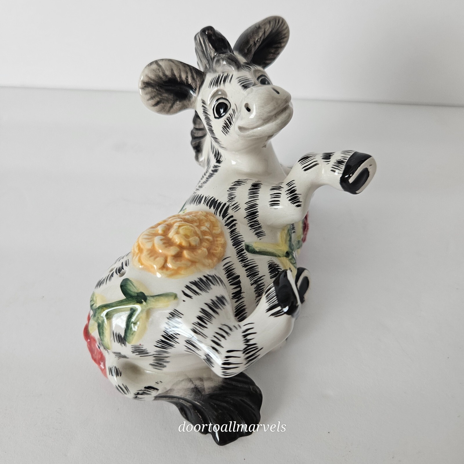 Vintage Fitz & Floyd Tumbling Zebra Figurine Whimsical 4.5″