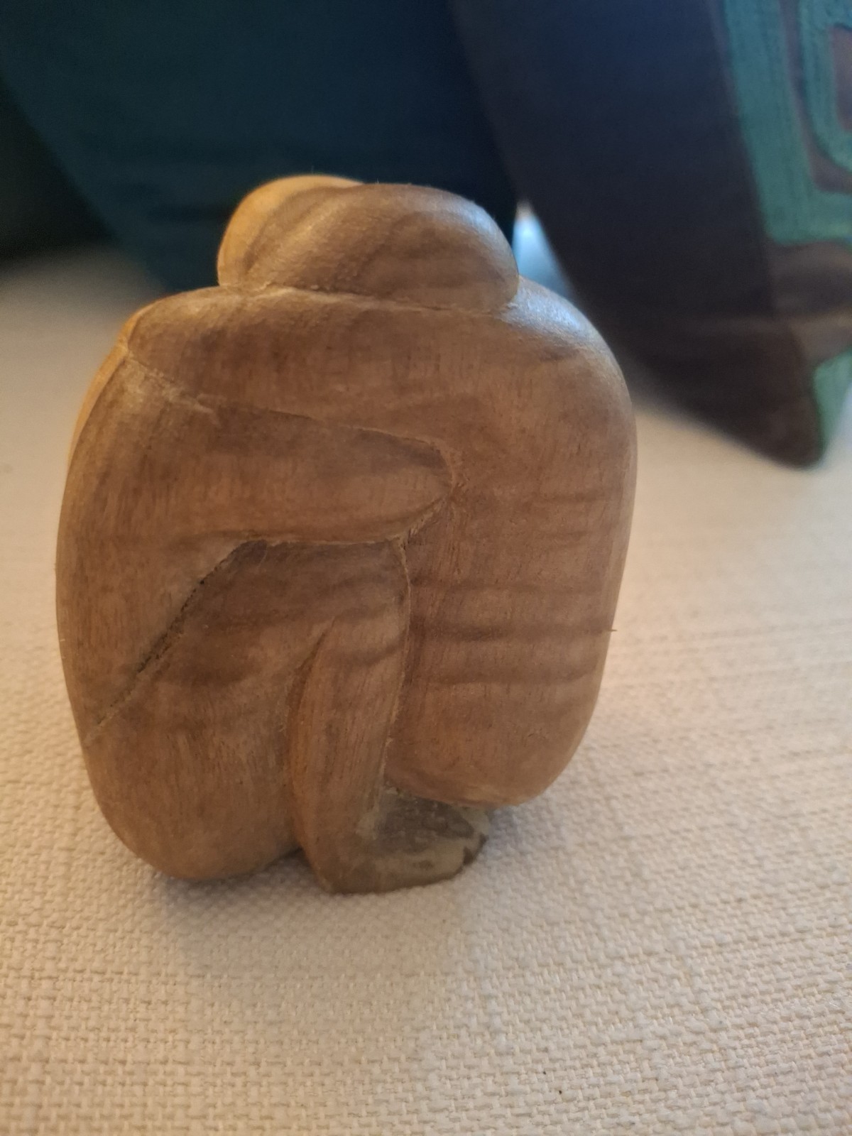 Minimalist Abstract Wood Carving Couple Embracing Hugging Sculpture Figurine 4″