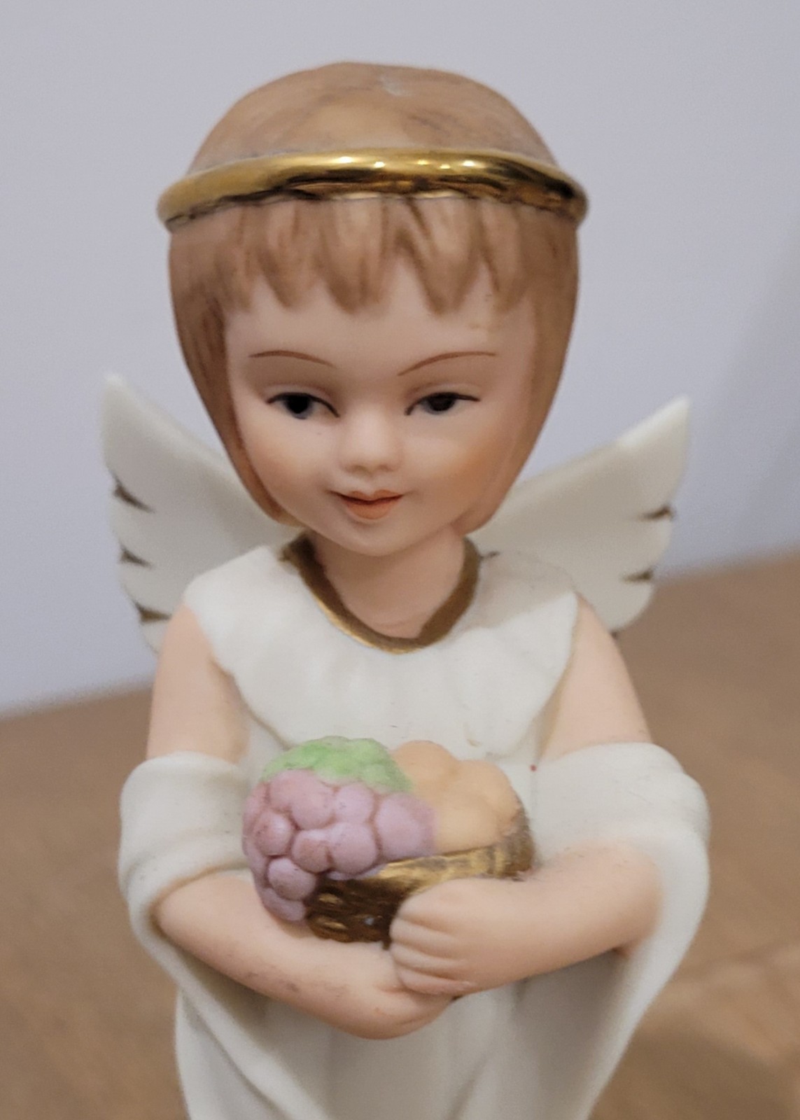 Vintage Homco Angel With Basket Of Fruits Home Interior Figurine
