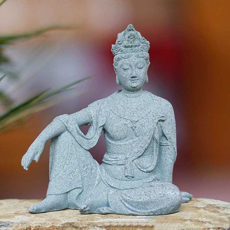 1PC Collectible Religious Figurine, Stone Resin Buddha/Quan Yin/Goddess Resti…