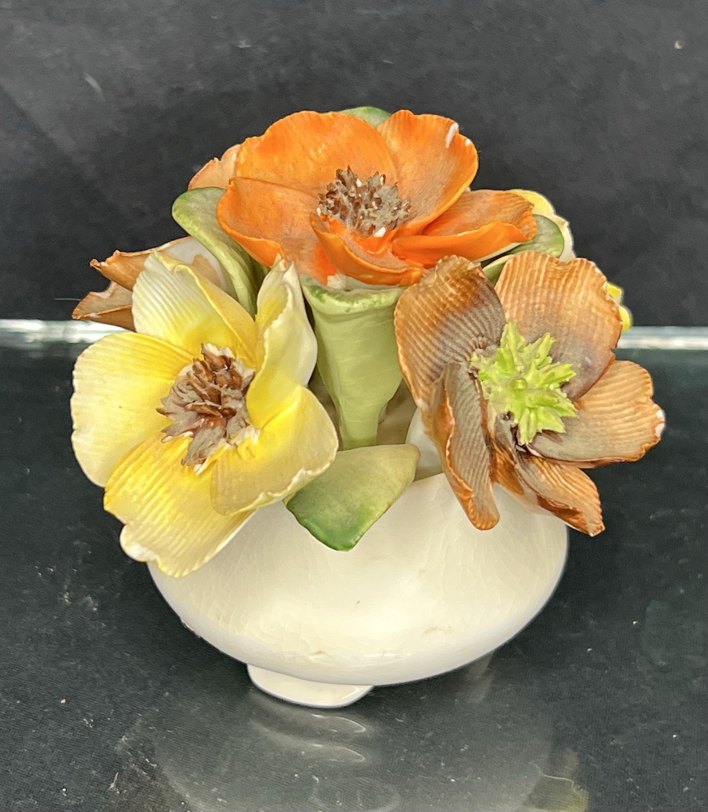 Vintage Healacraft Fine Bone China Flower Pot Bouquet Blooms Figurine England