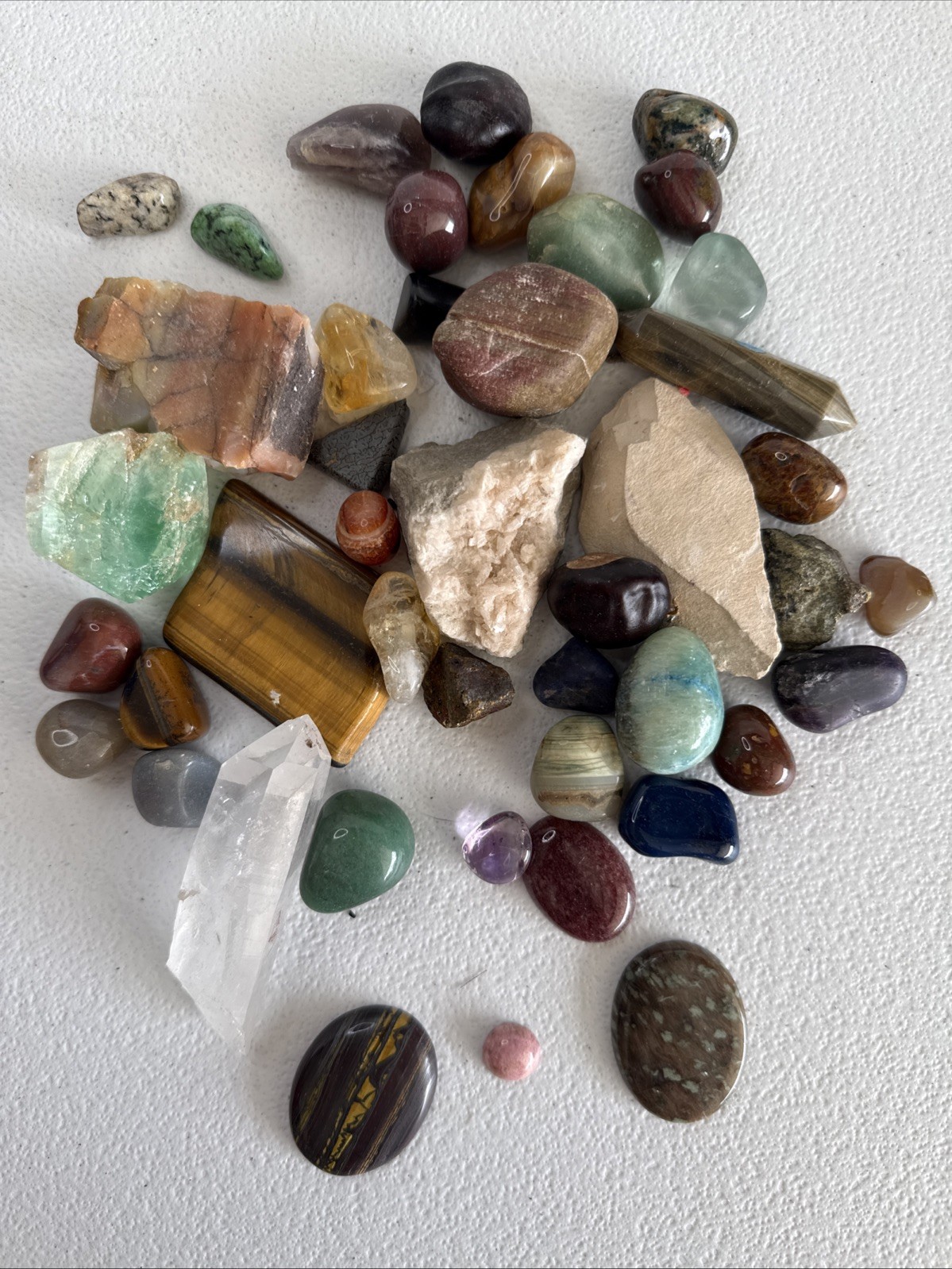 Assorted Polished Stones /Crystals Various Shapes Colors Decorative Stones 1.8lb