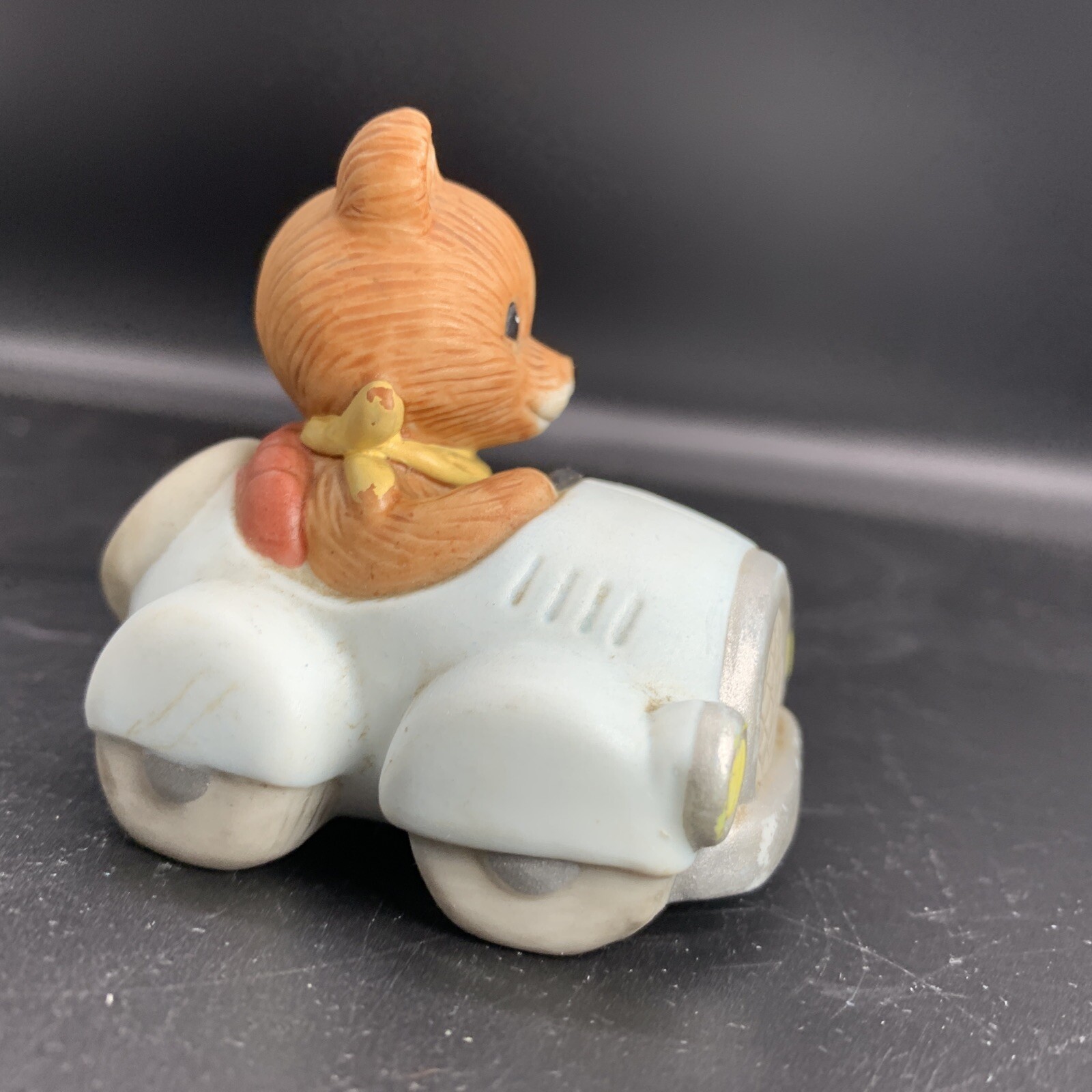 Homco Bear In Blue Car Figurine #1463 Driving Scarf Cute Decorative Vintage