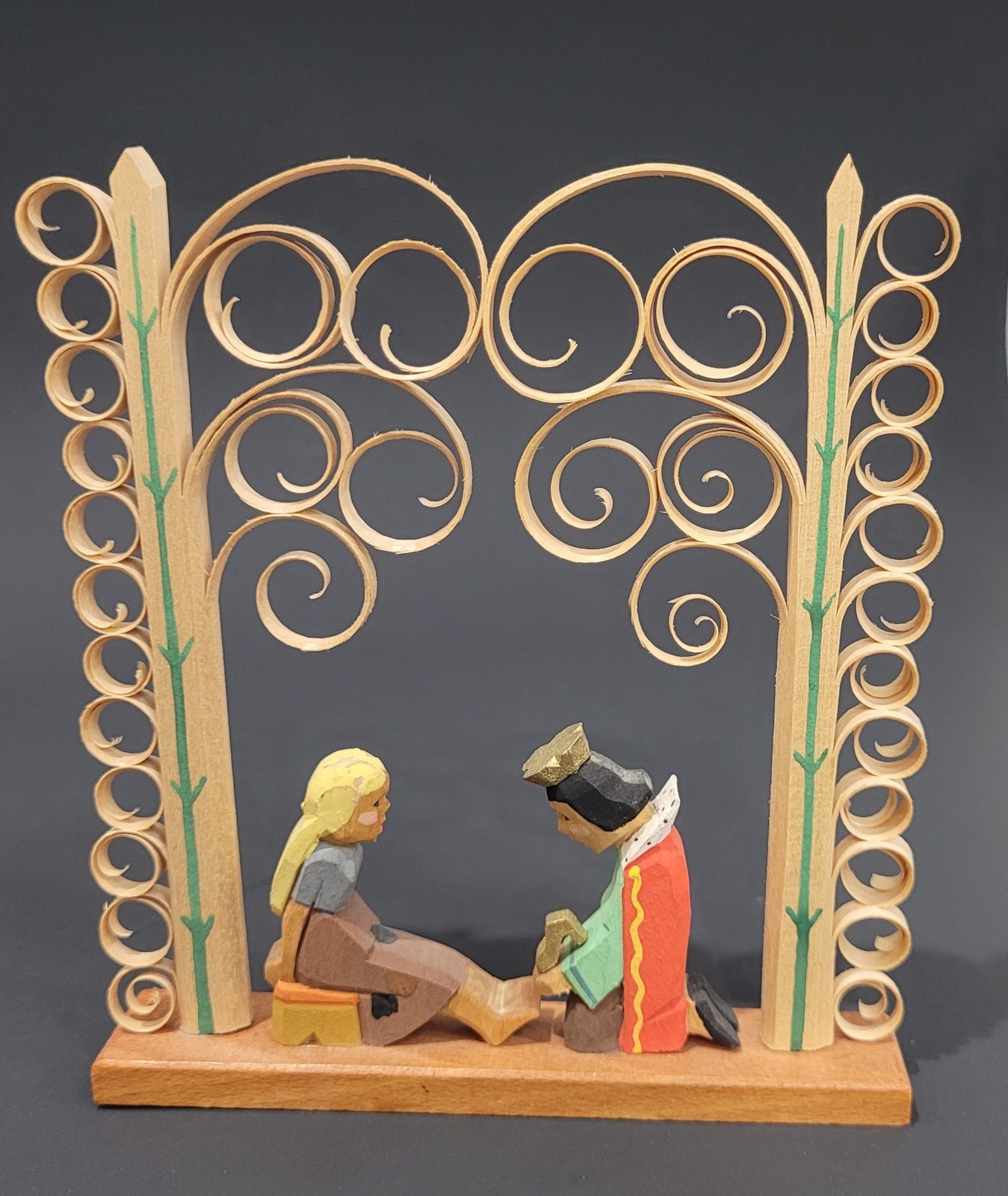 Vintage Erzgebirge Expertic Cinderella With Prince Wooden Figurine