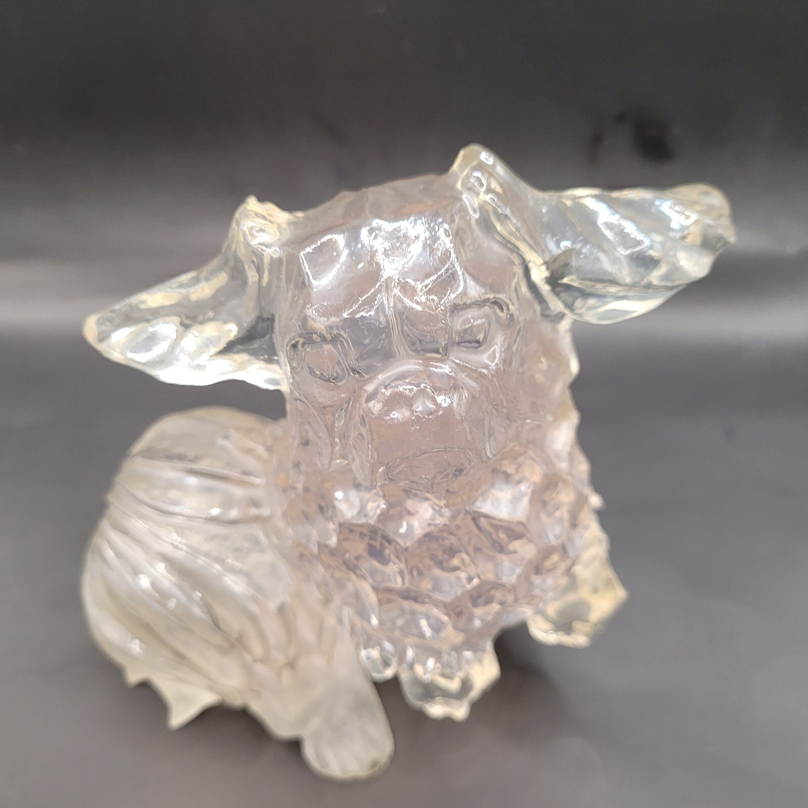 Dorothy Thorpe Clear Resin Pekingese Foo Dog Sculpture Figurine MCM 1960s Mexico