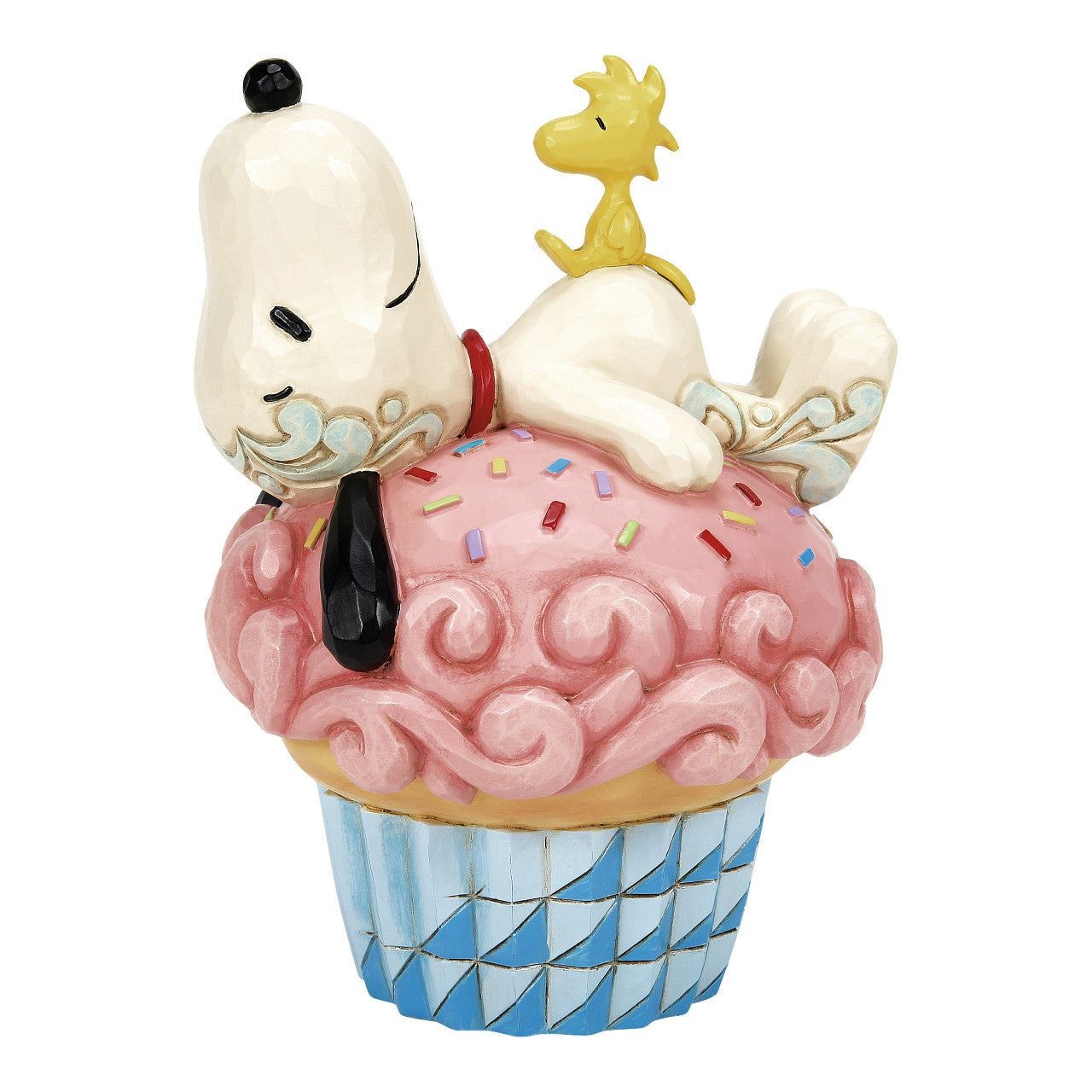 Jim Shore Peanuts Snoopy & Woodstock Laying on Cupcake Figurine 6016266