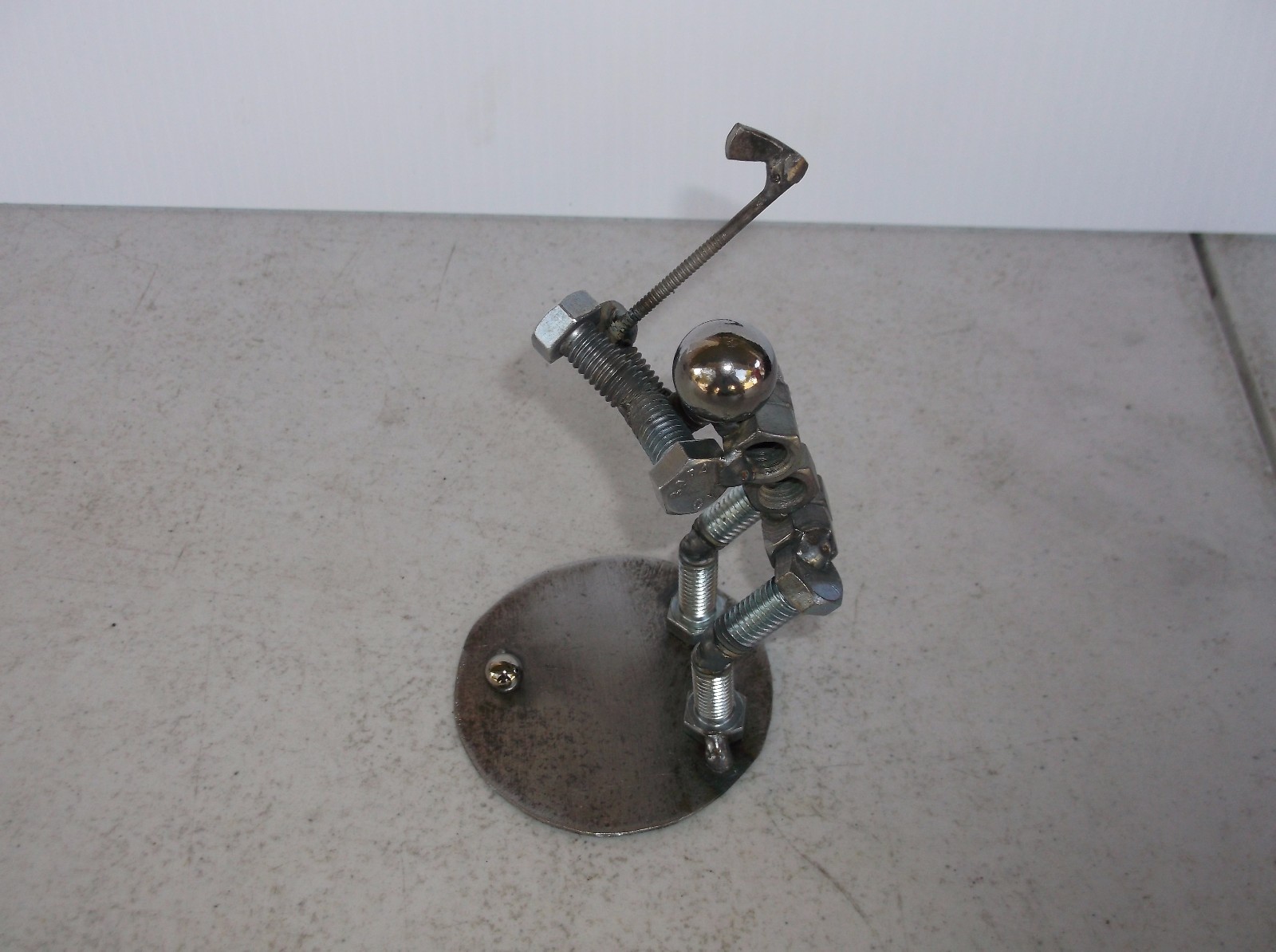 Golfer Metal Bolt Figurine, Miniature Athlete