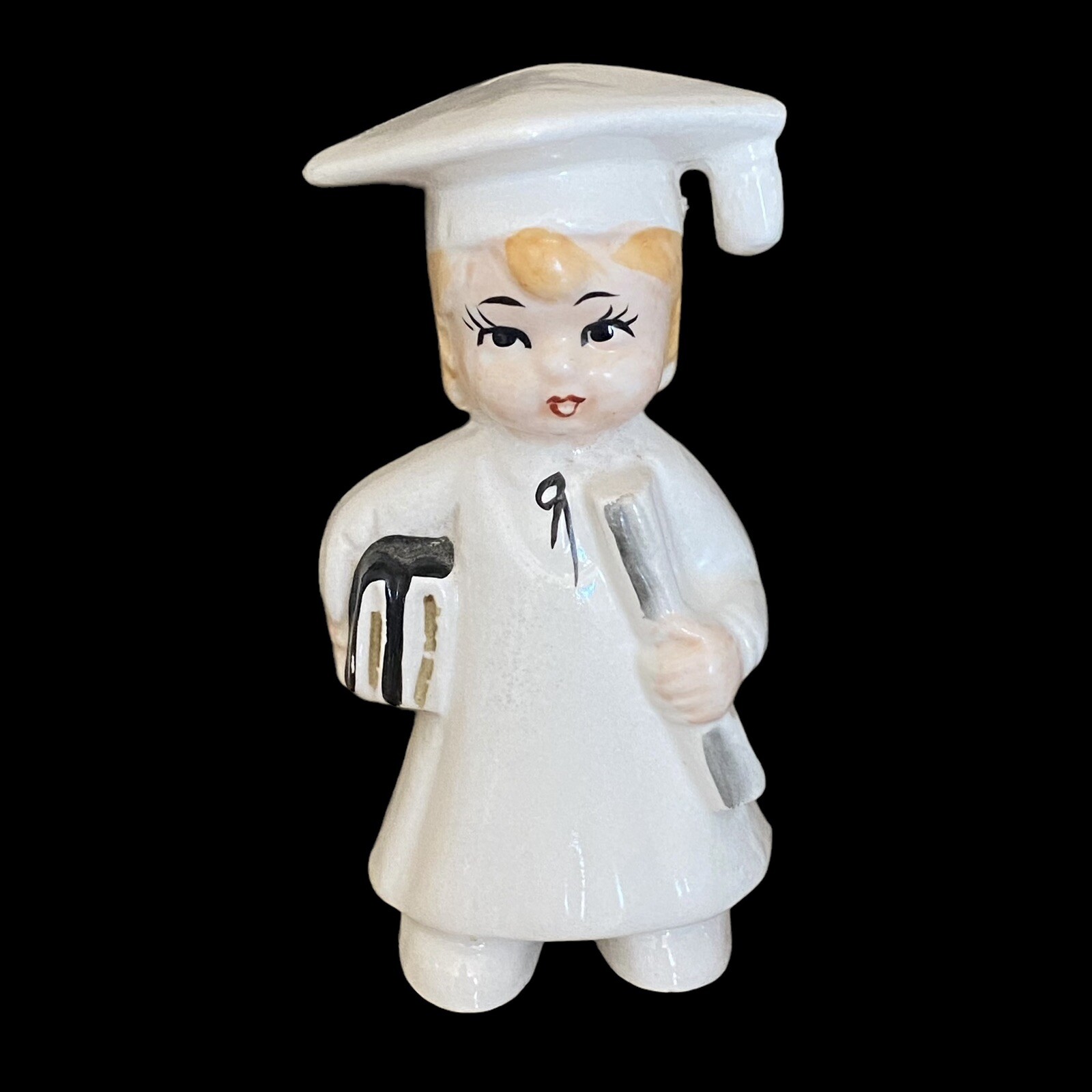 Vintage Graduate Graduation Girl Figurine Porcelain Ceramic 4” tall Japan