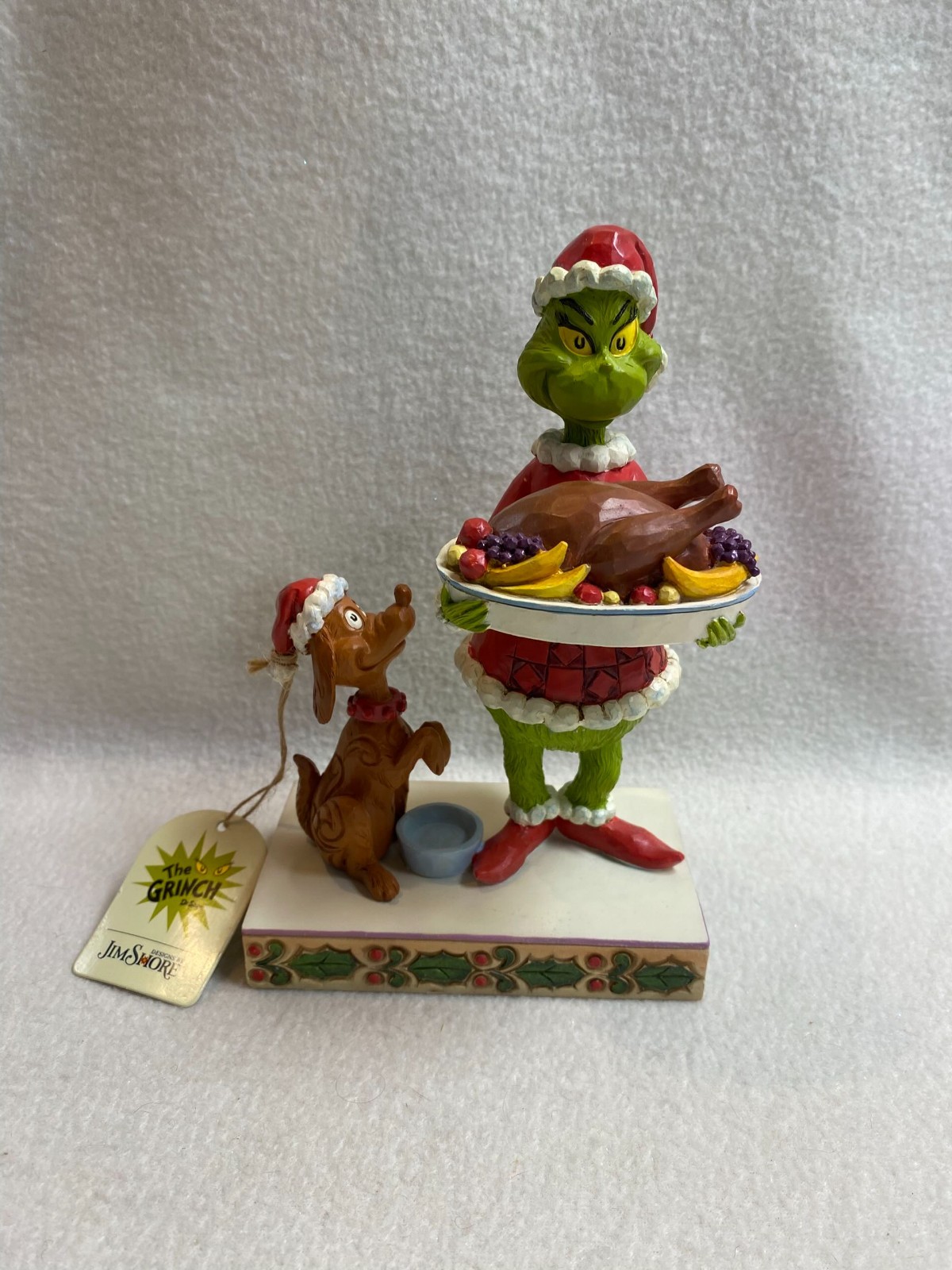 Enesco Jim Shore Figurine – Grinch w/ Christmas Dinner and Max – In Original Box