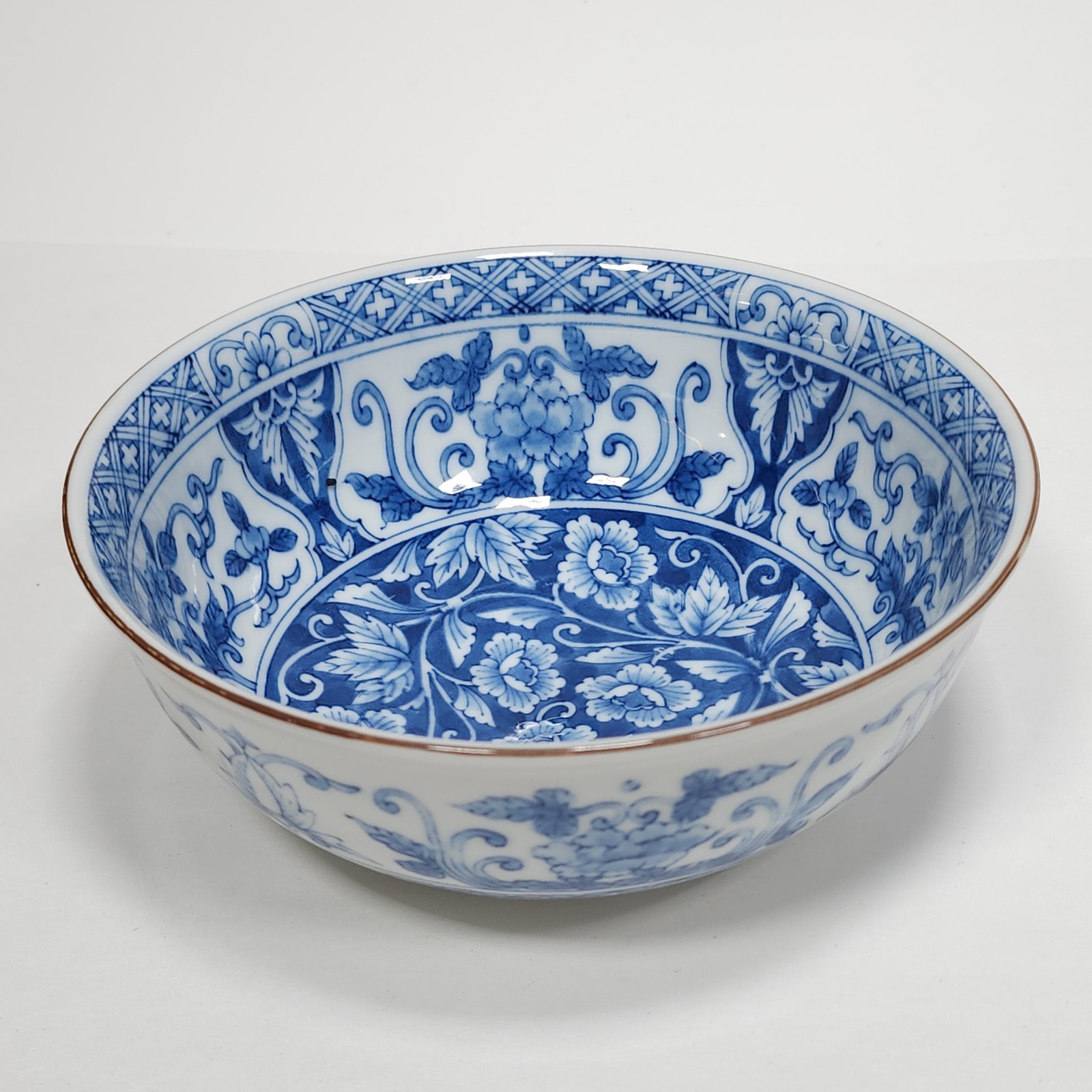 Andrea by Sadek Bowl Blue and White Footed Floral Signed Japan Vintage Porcelain