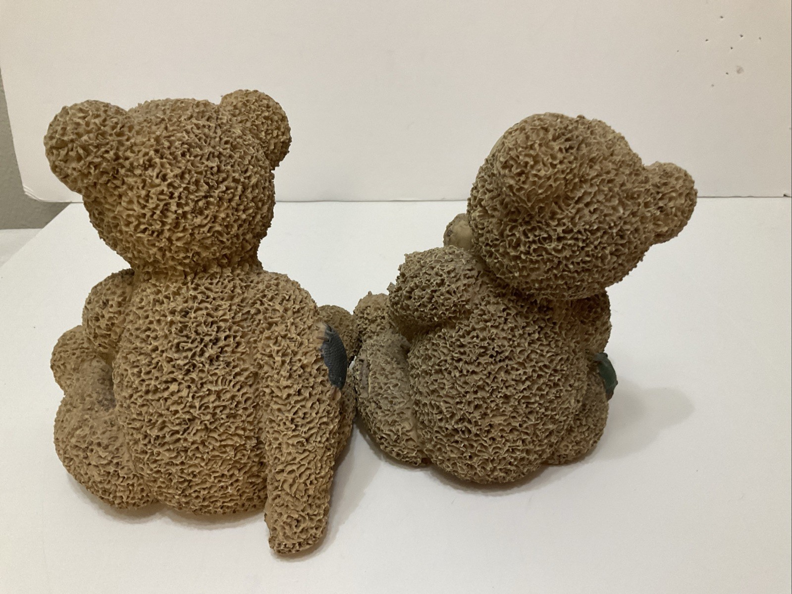 Pair Resin Teddy Bears Sitting Approx. 6” X 5”