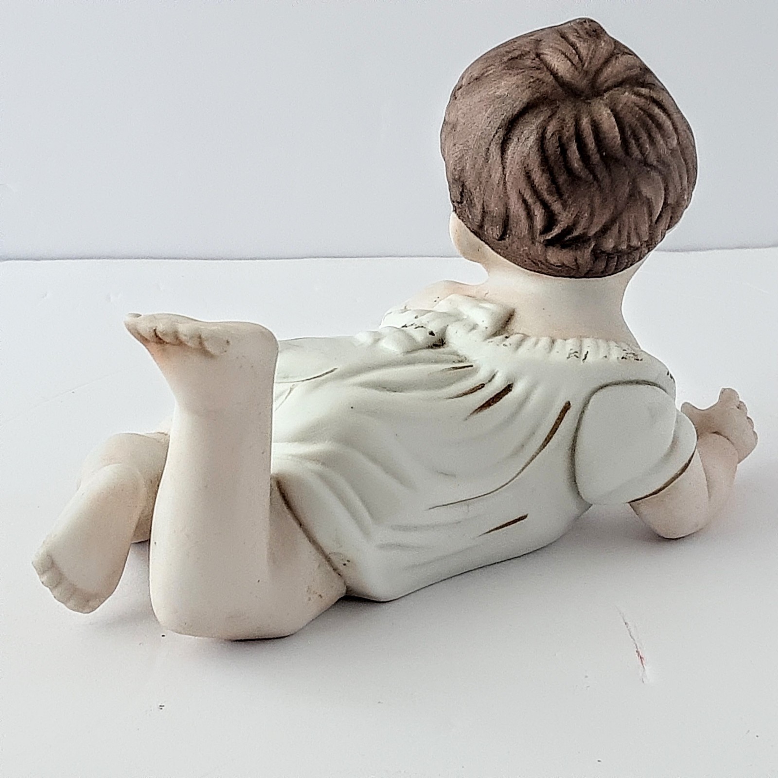 Set Of 2 Vintage Bisque Piano Babies – Lrg W A Pug & Smaller One Crawling