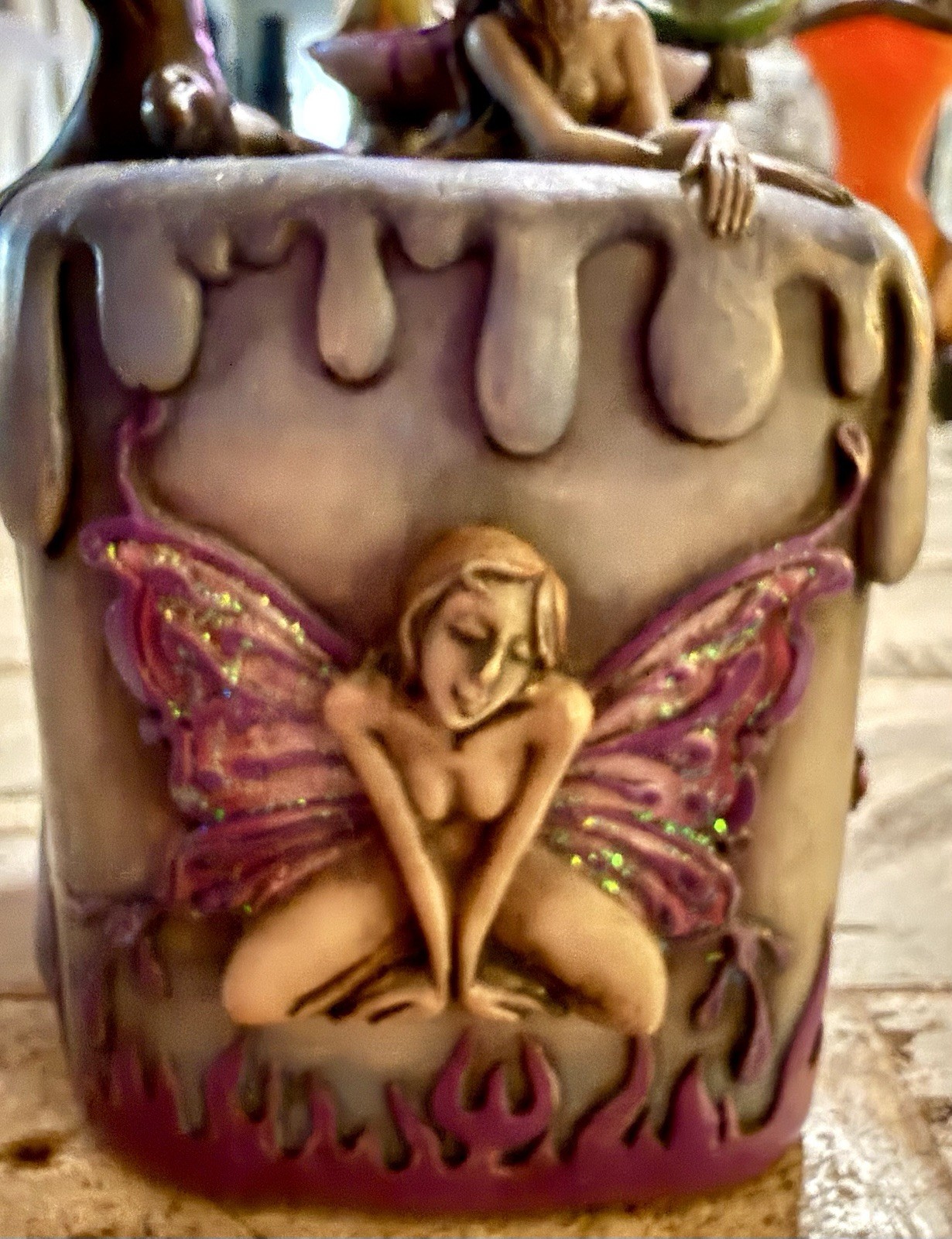 JIVE 2004 DOW Fairies Tree Puzzle Trinket Box Mushrooms Dragonflies Butterflies
