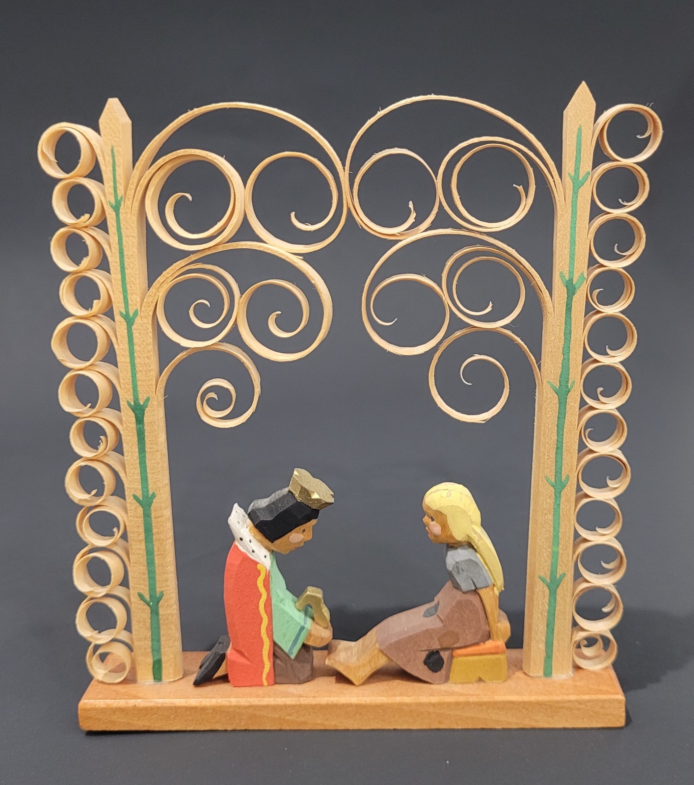 Vintage Erzgebirge Expertic Cinderella With Prince Wooden Figurine