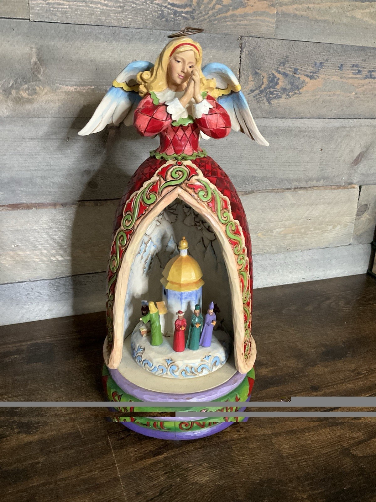 Jim Shore “Silent Night “ Angel with Nativity Scene Revolving Musical