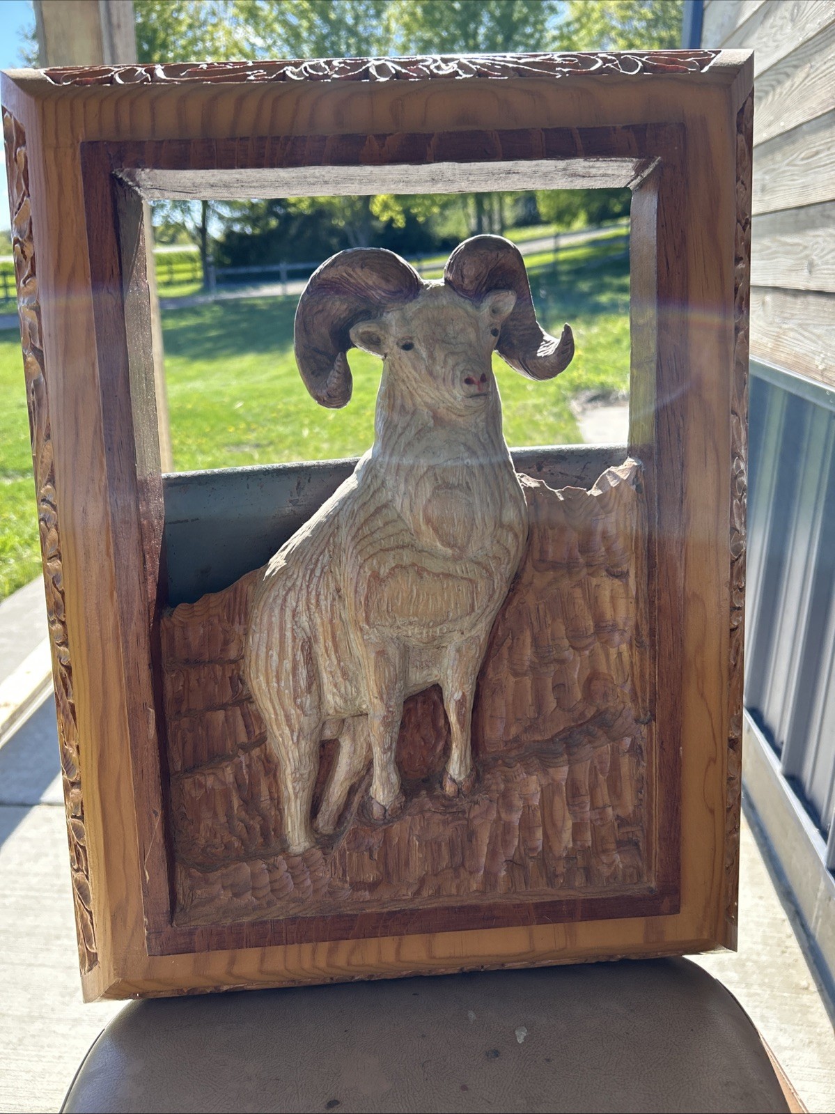 Hand Carved wooden big horn sheep