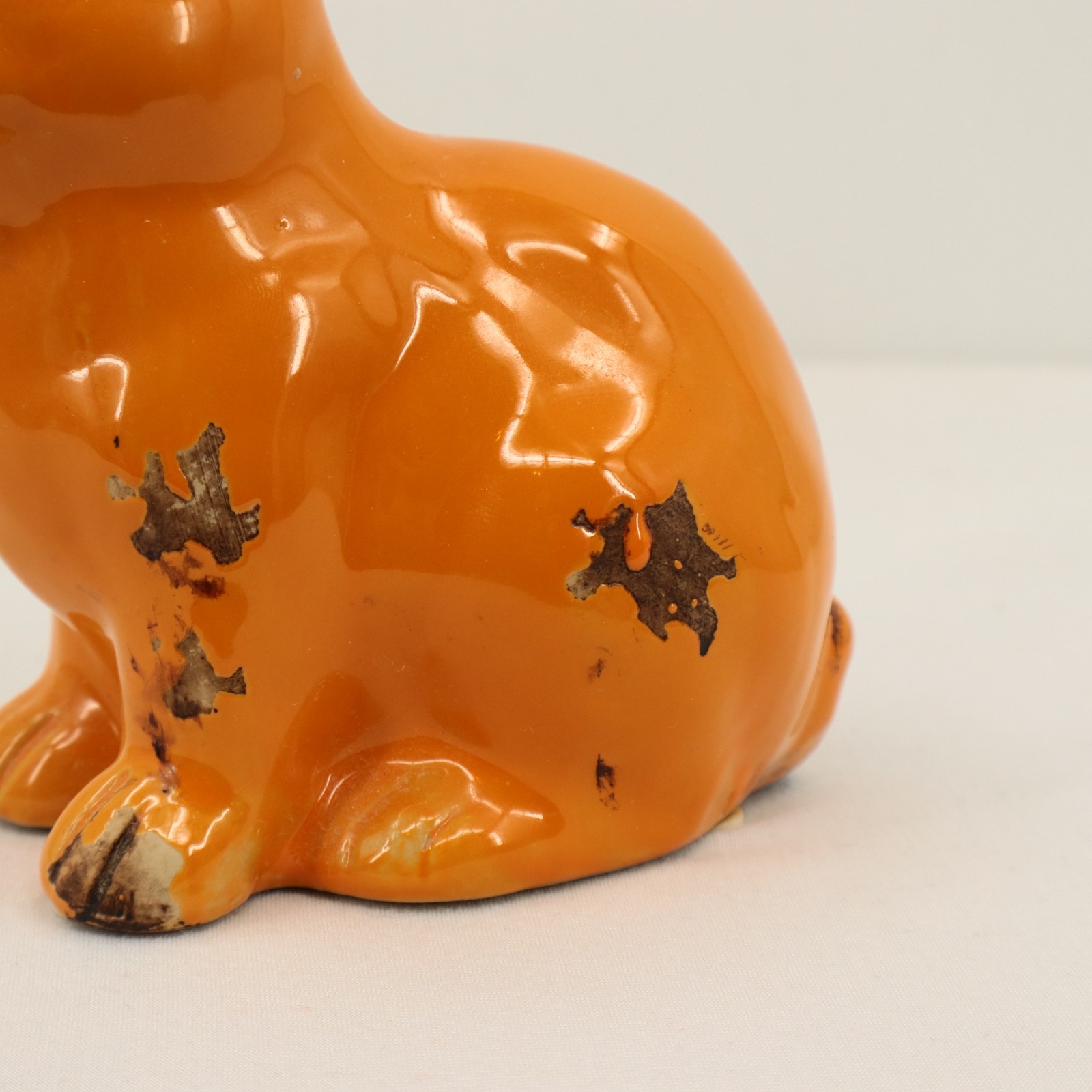 T T Collections Orange Crackle Glaze Bunny Figurine 6in Ceramic P5543