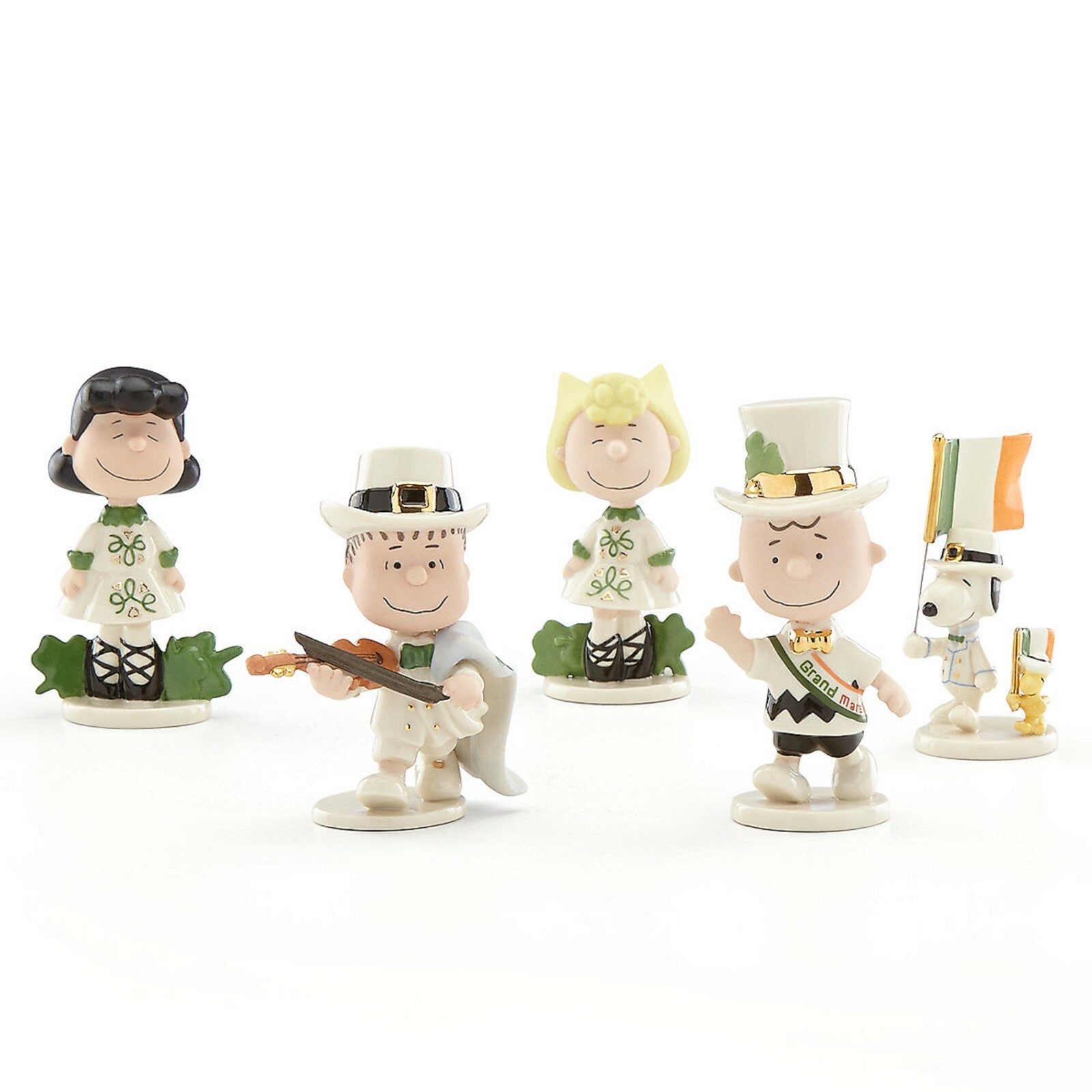 Lenox Peanuts St Patrick’s Day Parade Figurines Irish Charlie Brown Snoopy NEW