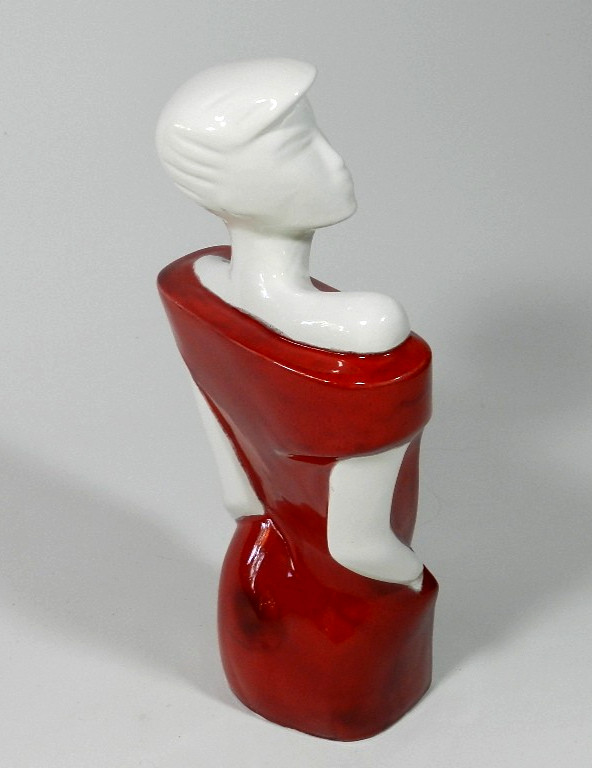 Mid Century Modern Lindsey Balkweill Style Red White Ceramic Abstract Gay Bust