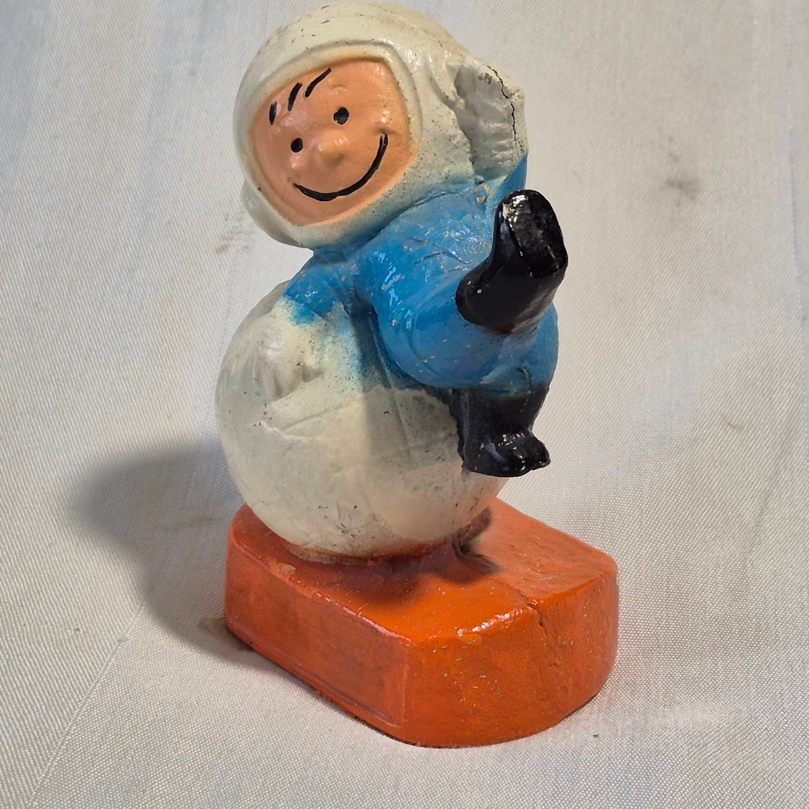 Vtg 60s Multi Products Chalkware Astronaut Globe Space Man Figure Charlie Brown