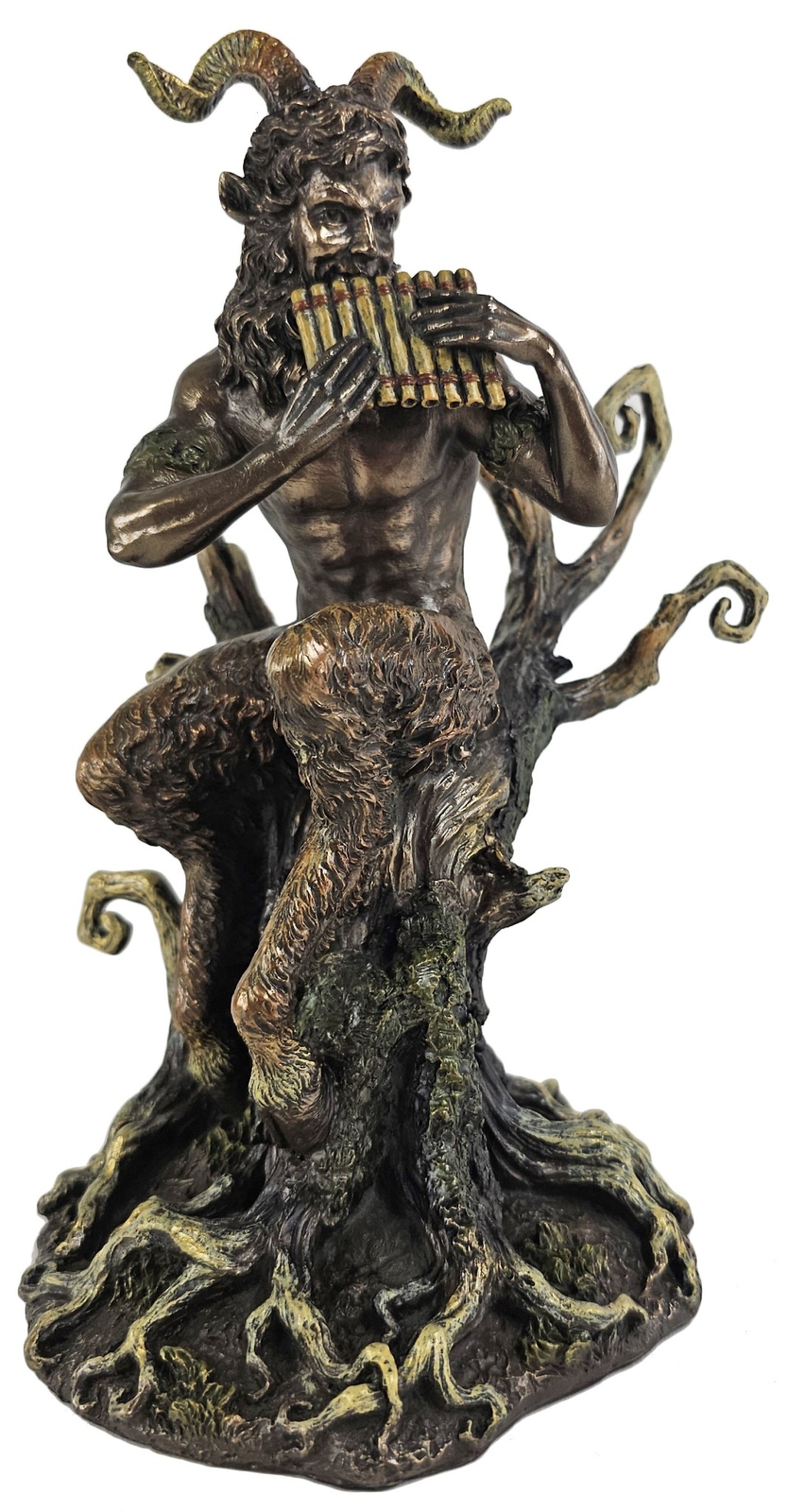 9 1/2″ Pan Playing Flute God of the Wild Greek Mythology Statue Bronze Color