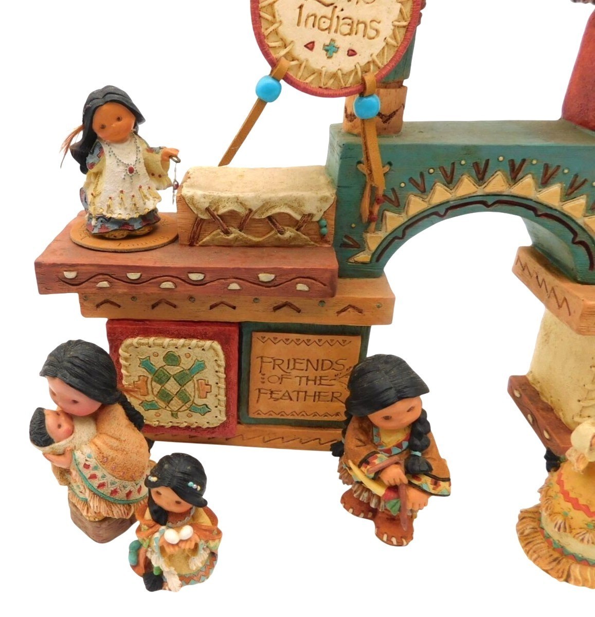 Enesco Friends of the Feather 10 Little Indians Musical Display with Figurines