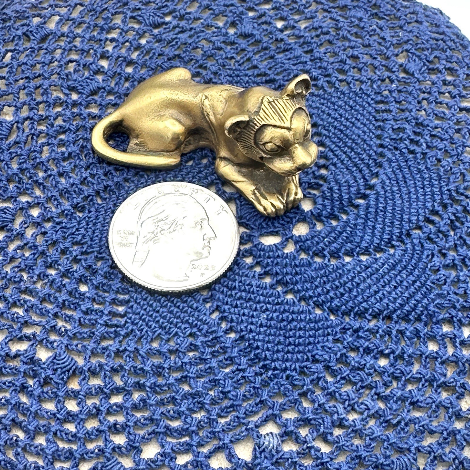 VTG MMA Gold Plated Lion Cub Figurine 1990 Metropolitan Museum of Art Miniature