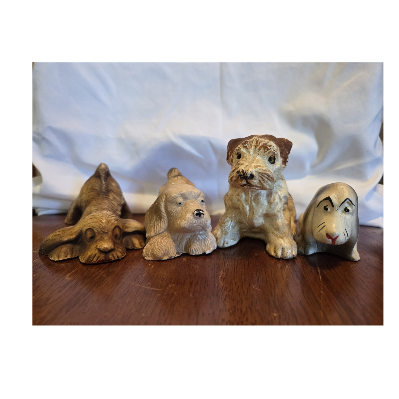 Vintage Chalkware Plaster Dog Figurine Lot Folk Art Terrier Spaniel Miniatures