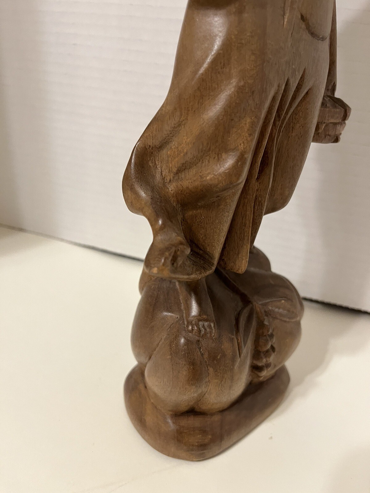 Vintage Renaissance Wood Sculpture Lady With Baskets