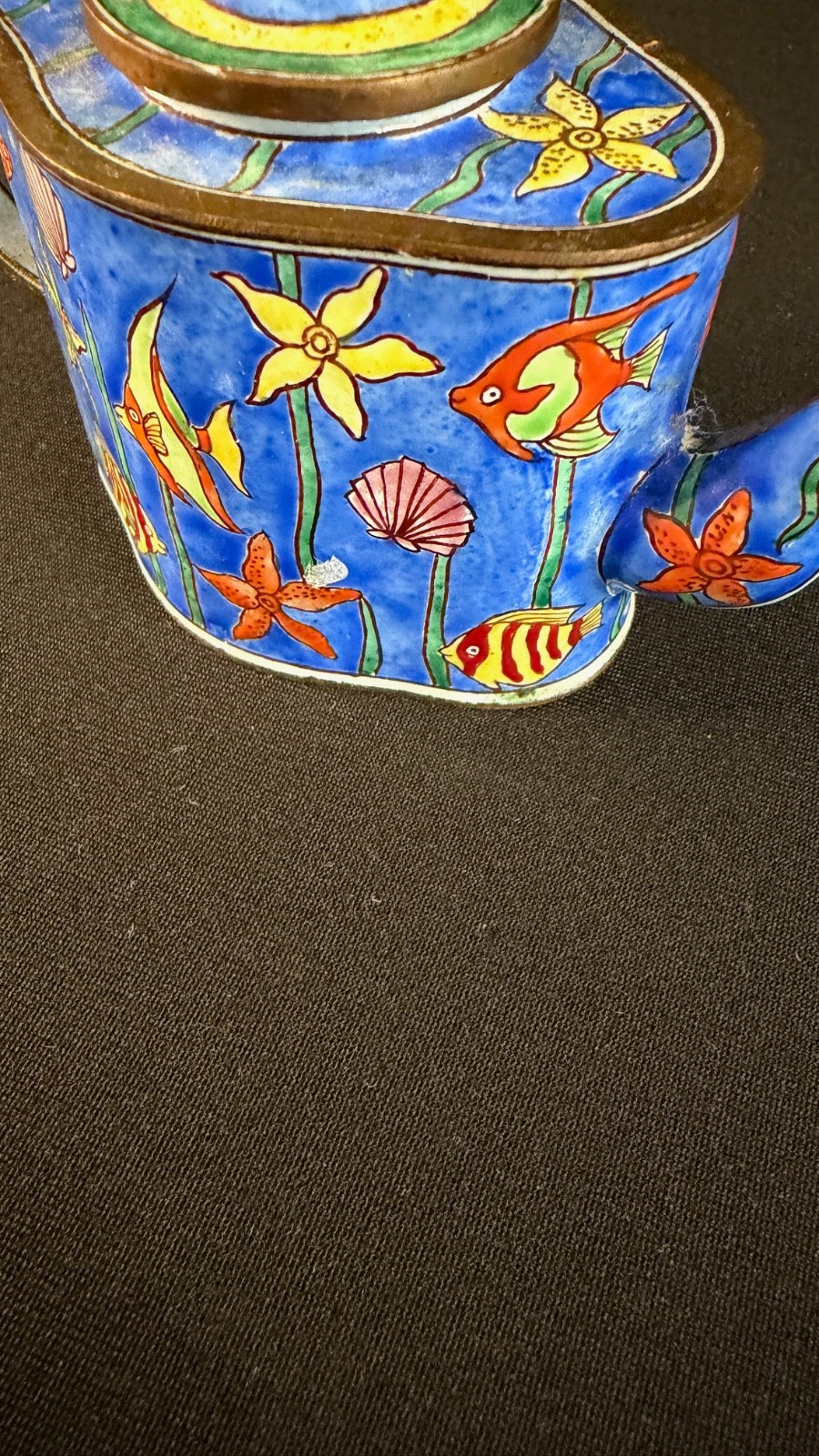 Kelvin Chen Teapot Mini Enameled Sea-life Fish Design