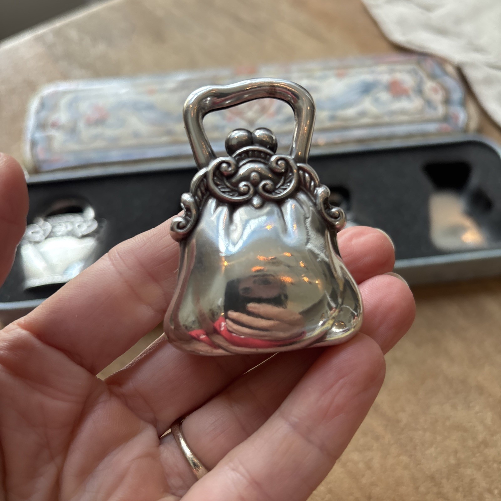 Brighton Accent Purse Shaped Place Picture/Card Holders, Set of 4 Silver Plated